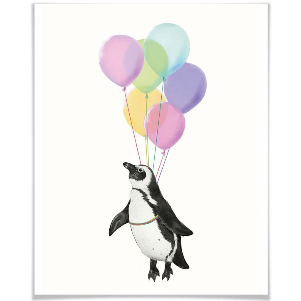 Wall-Art Poster »Pinguin Luftballon«, Tiere, (1 St.)