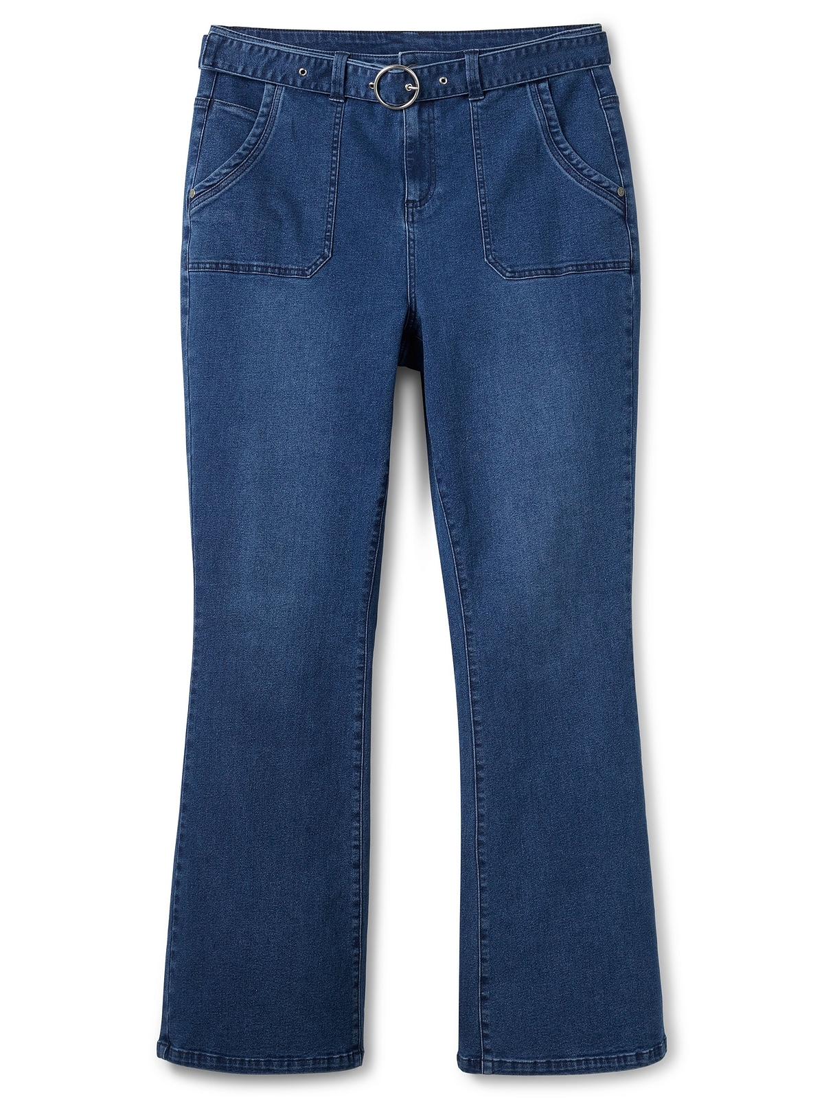 Sheego Bootcut-Jeans »Große Größen«, (Set), mit Stoffgürtel und markanten Taschen