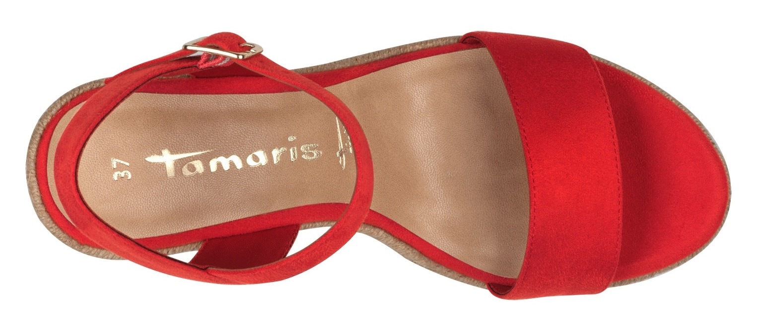 Tamaris Keilsandalette, Sommerschuh, Sandale, Keilabsatz, mit verstellbarem Riemchen