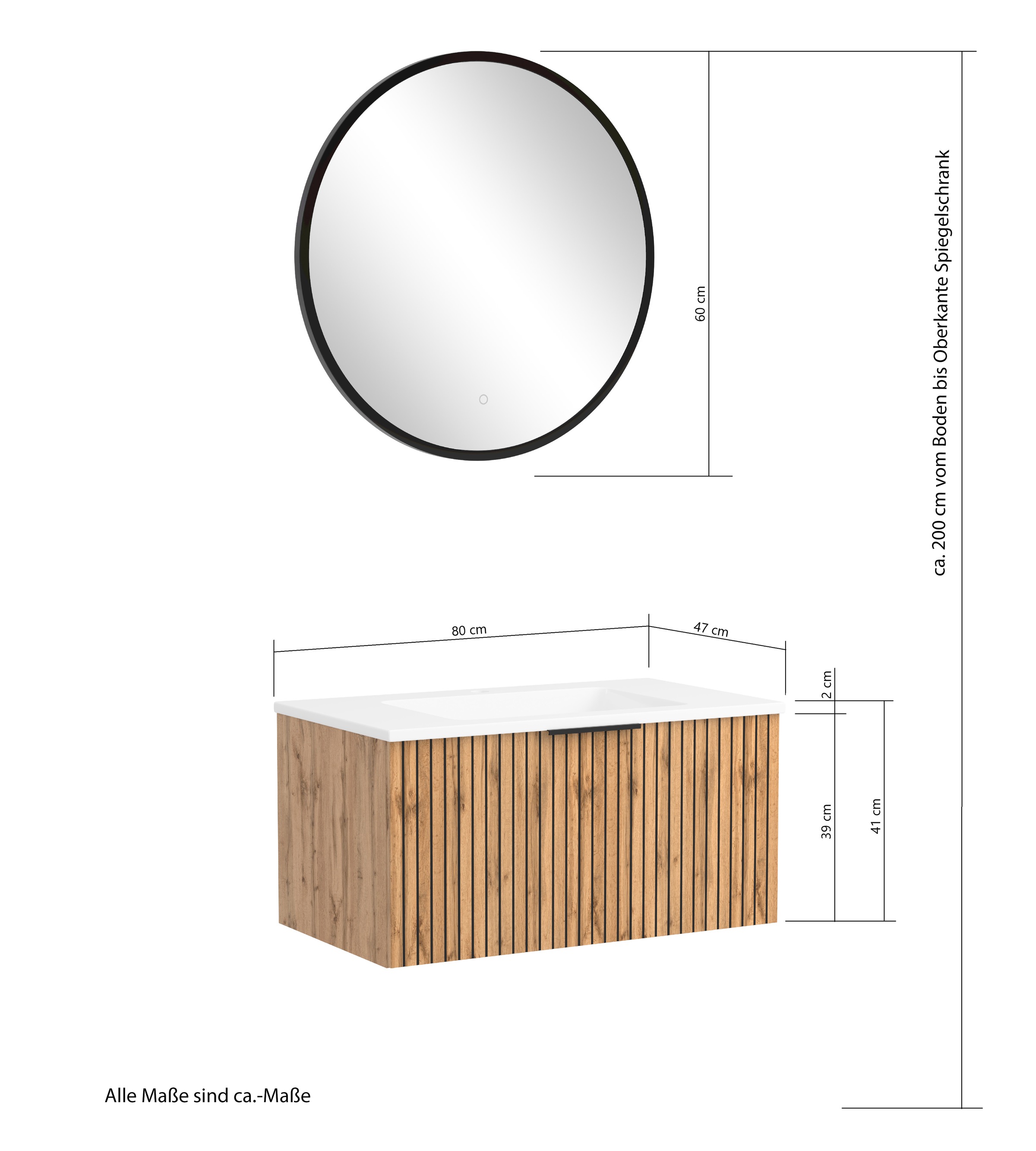 welltime Badmöbel-Set »Welltime, Carlton Waschtisch-Set, 80 oder 120 cm, gestreift« 2 Stk. tlg.