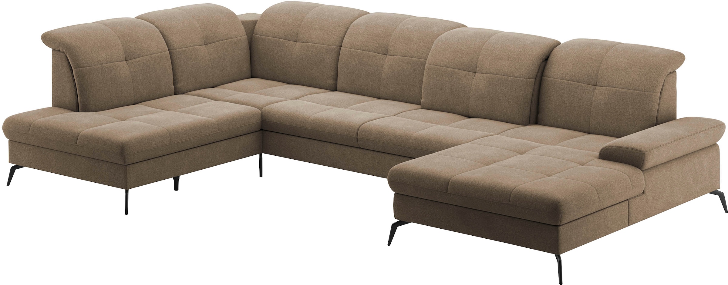 sit&more Wohnlandschaft »Amica, U-Form, inkl. Sitztiefenverstellung und Armteilverstellung«, wahlweise mit Kopfteilverstellung, Bettfunktion und Bettkasten