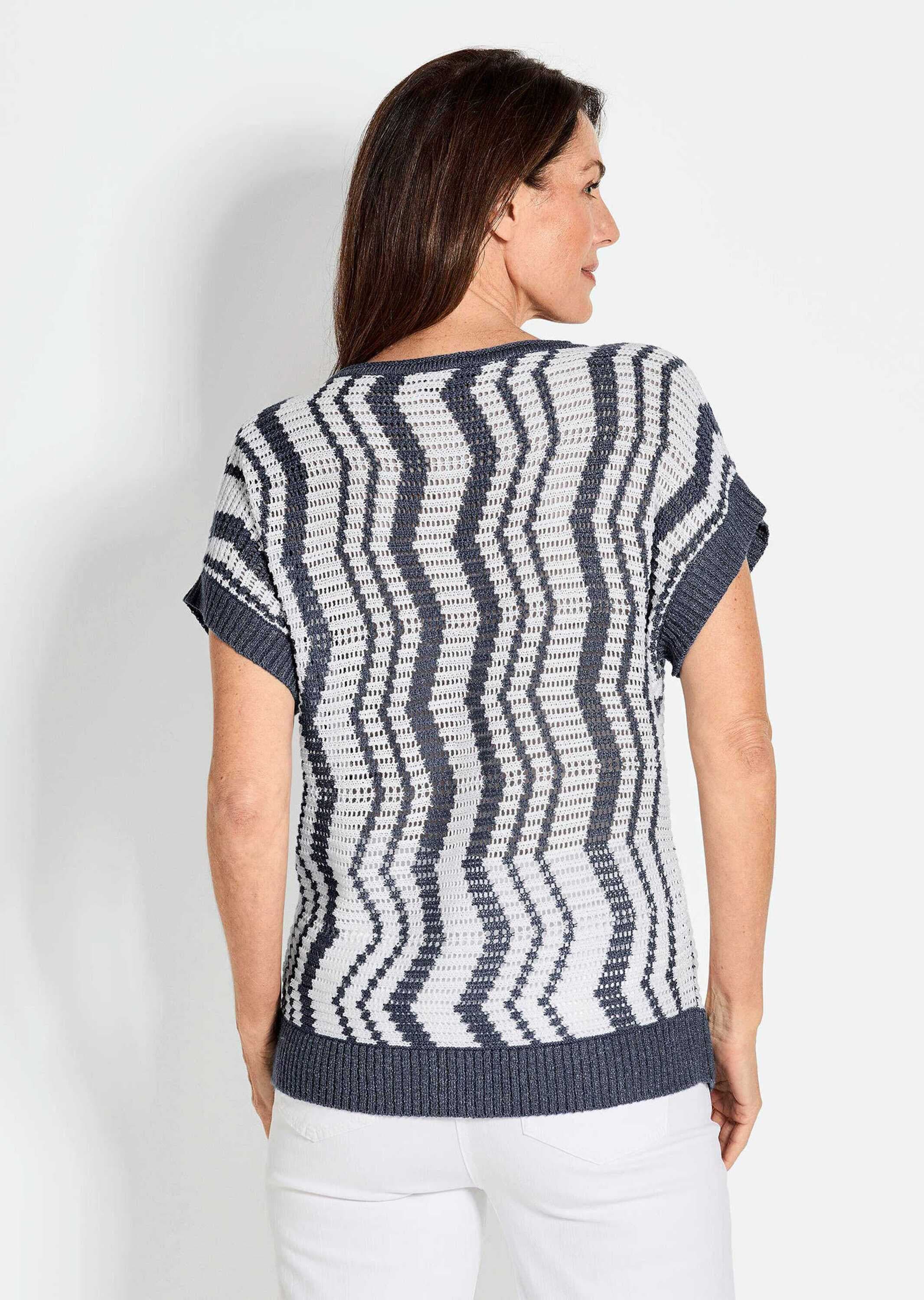 GOLDNER Rundhalspullover »Halbarmpullover mit Lochstruktur«