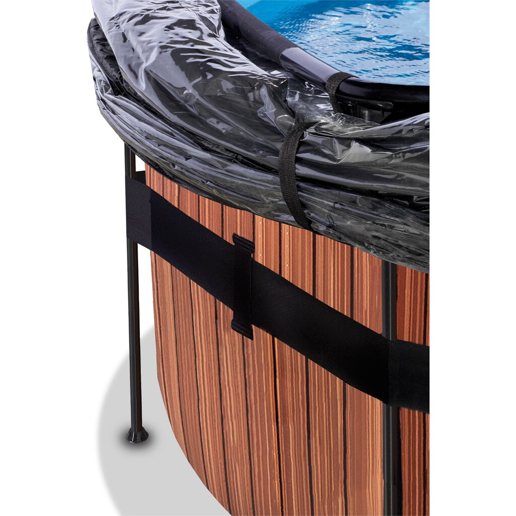 EXIT Framepool »Wood Pool øxH: 427x122cm«, mit Sandfilterpumpe und Abdeckung, braun