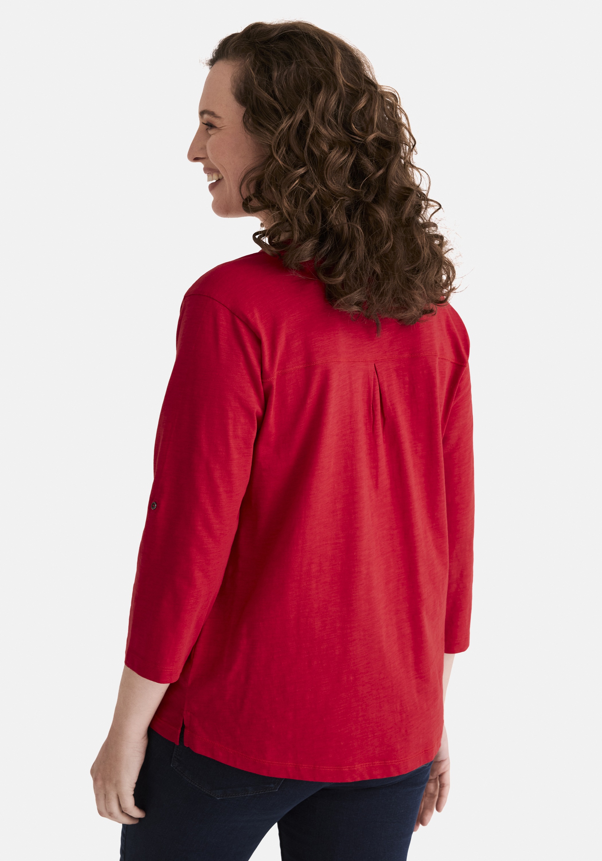 STOOKER WOMEN 3/4-Arm-Shirt »MARIE T-Shirt 3/4 - Arm« Regular Fit Slub Yarn Baumwolle Henley Shirt Knopfleiste für Damen