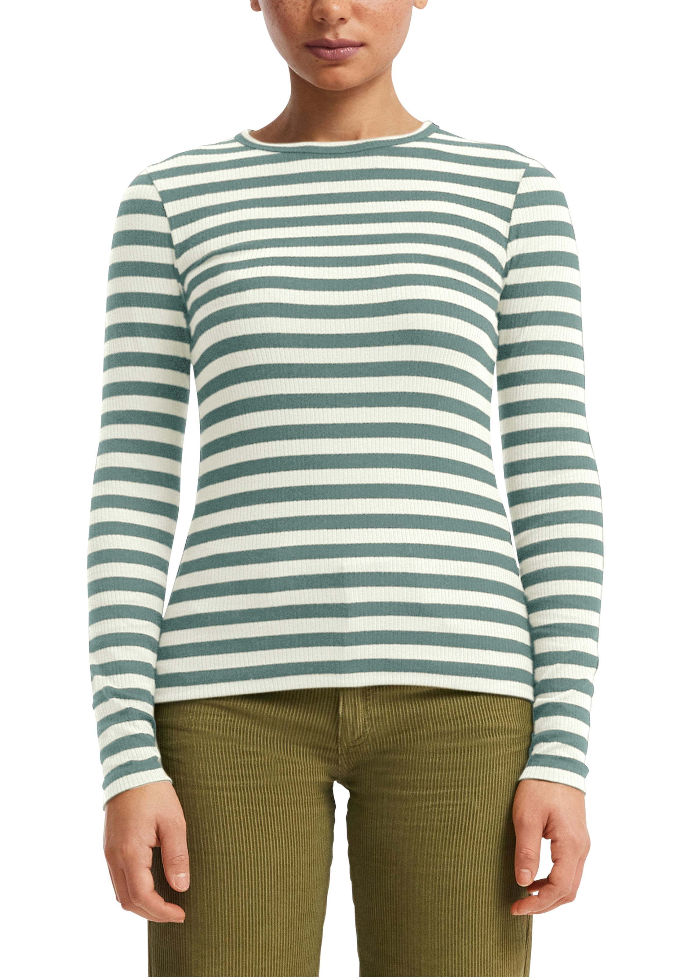 QS Langarmshirt Sommershirt, geringelt, Ripp-Ware günstig online kaufen