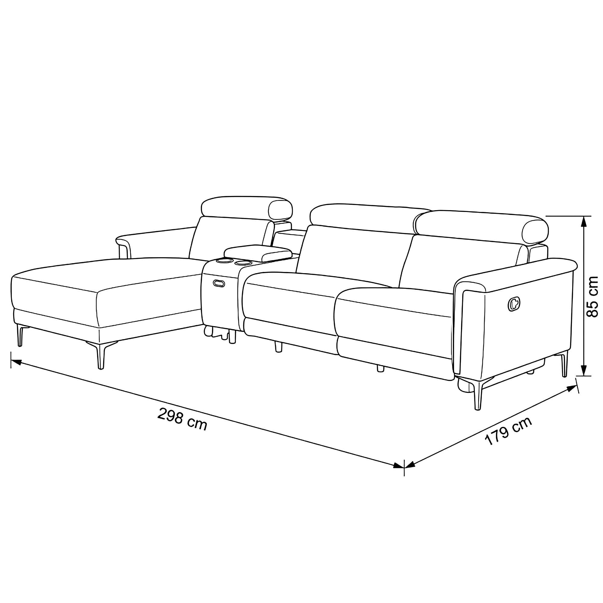 OTTO home Ecksofa »LUND Kinosofa, L-Form, 298cm, man./elektr. Relaxfunktion (mit USB-A/C)« USB-A/C bei elektr.Variante, Kopfteilverstellg/Getränkehalter/Staufach