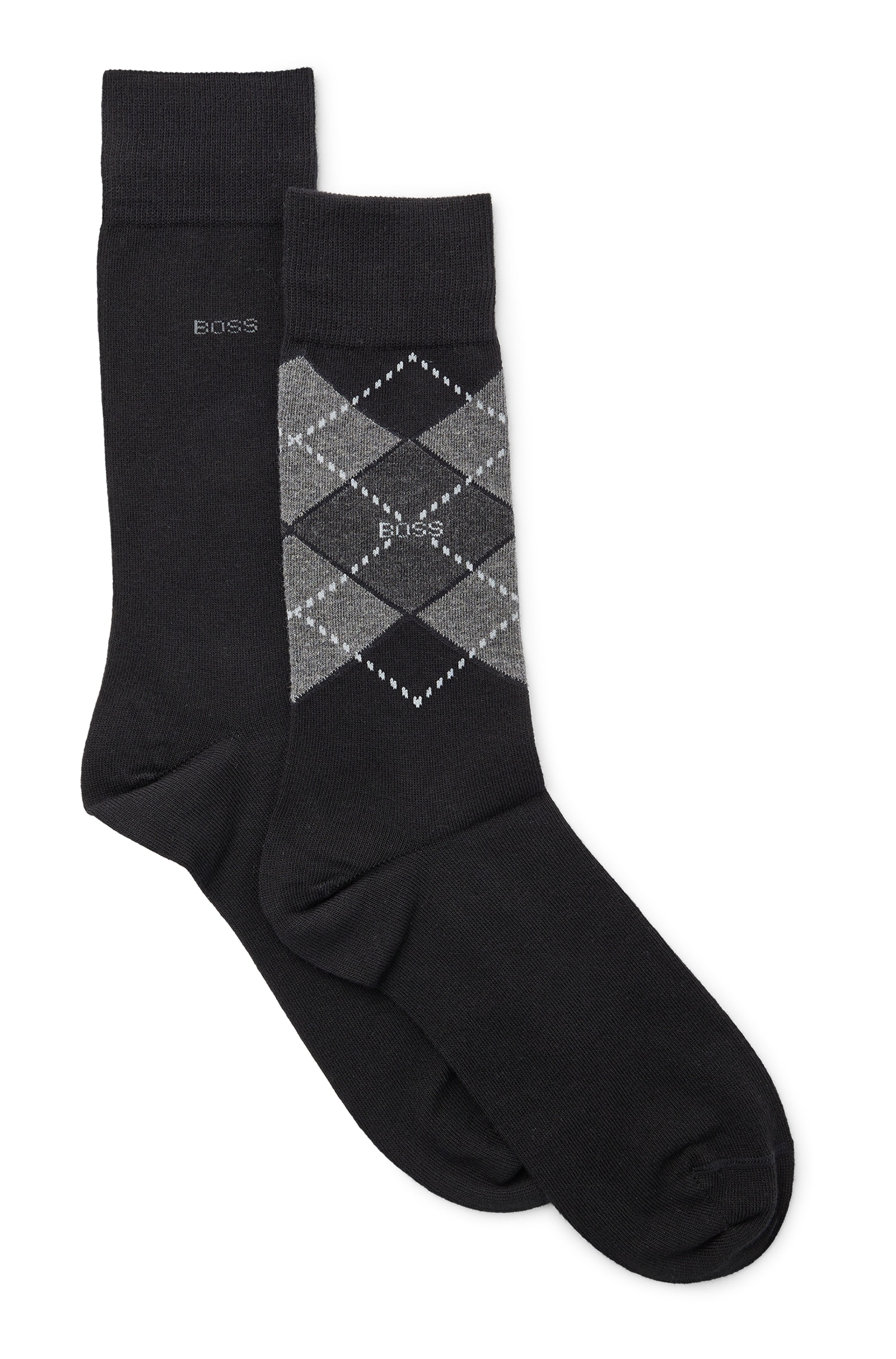 BOSS Socken "2P RS Argyle CC", (Packung, 2 Paar, 2er Pack), mit BOSS Schriftzug