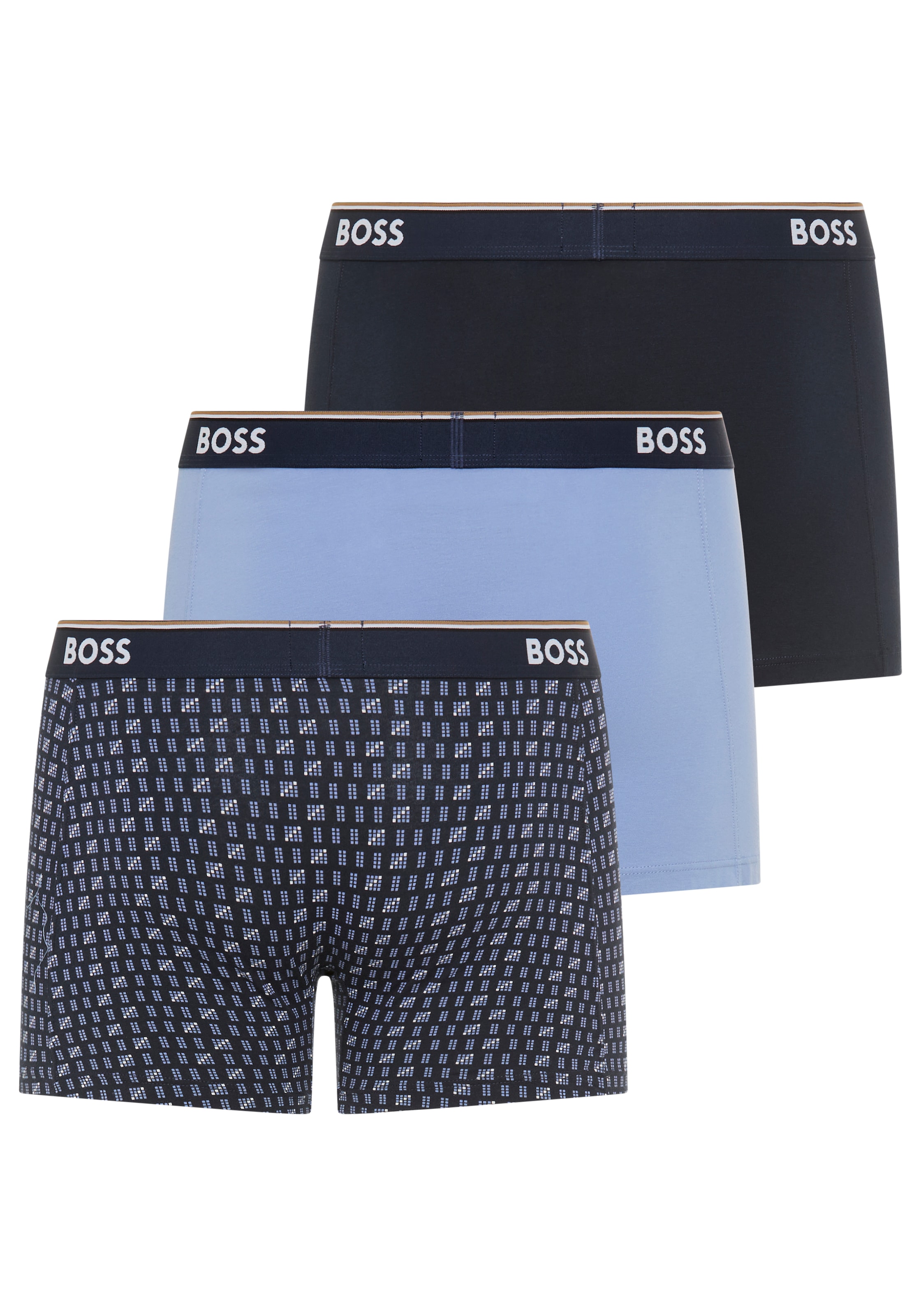 BOSS Boxershorts Packung, 3 Stk. längeres Bein, anliegend, aus Stretch-Baumwolle