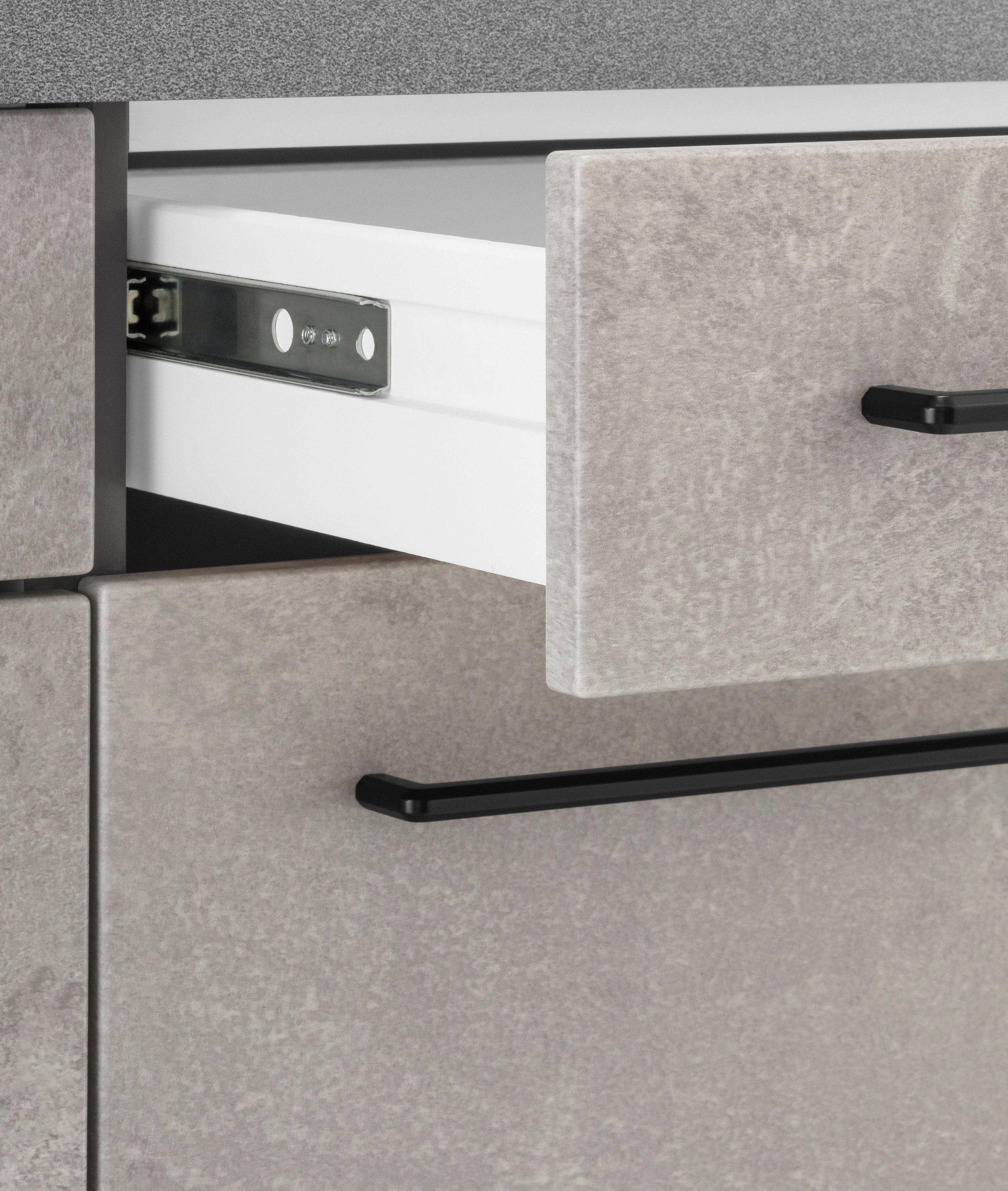 KOCHSTATION Küchenzeile »KS-Tulsa«, mit E-Geräten, Breite 210 cm, schwarze Metallgriffe, MDF Fronten