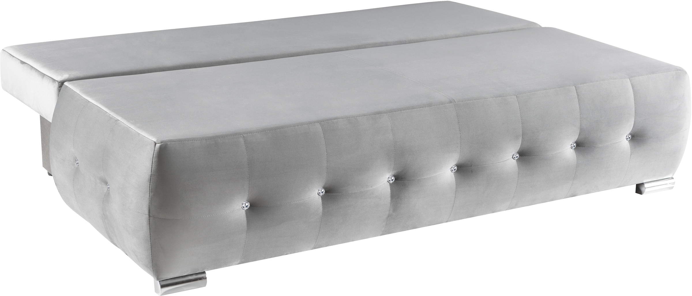 WERK2 Schlafsofa »Monaco Design Bettsofa, pflegeleichter Samtoptik Bezug, Breite 205cm« 2-Sitzer Schlafcouch mit Bettkasten & funkelnden Ziersteinchen