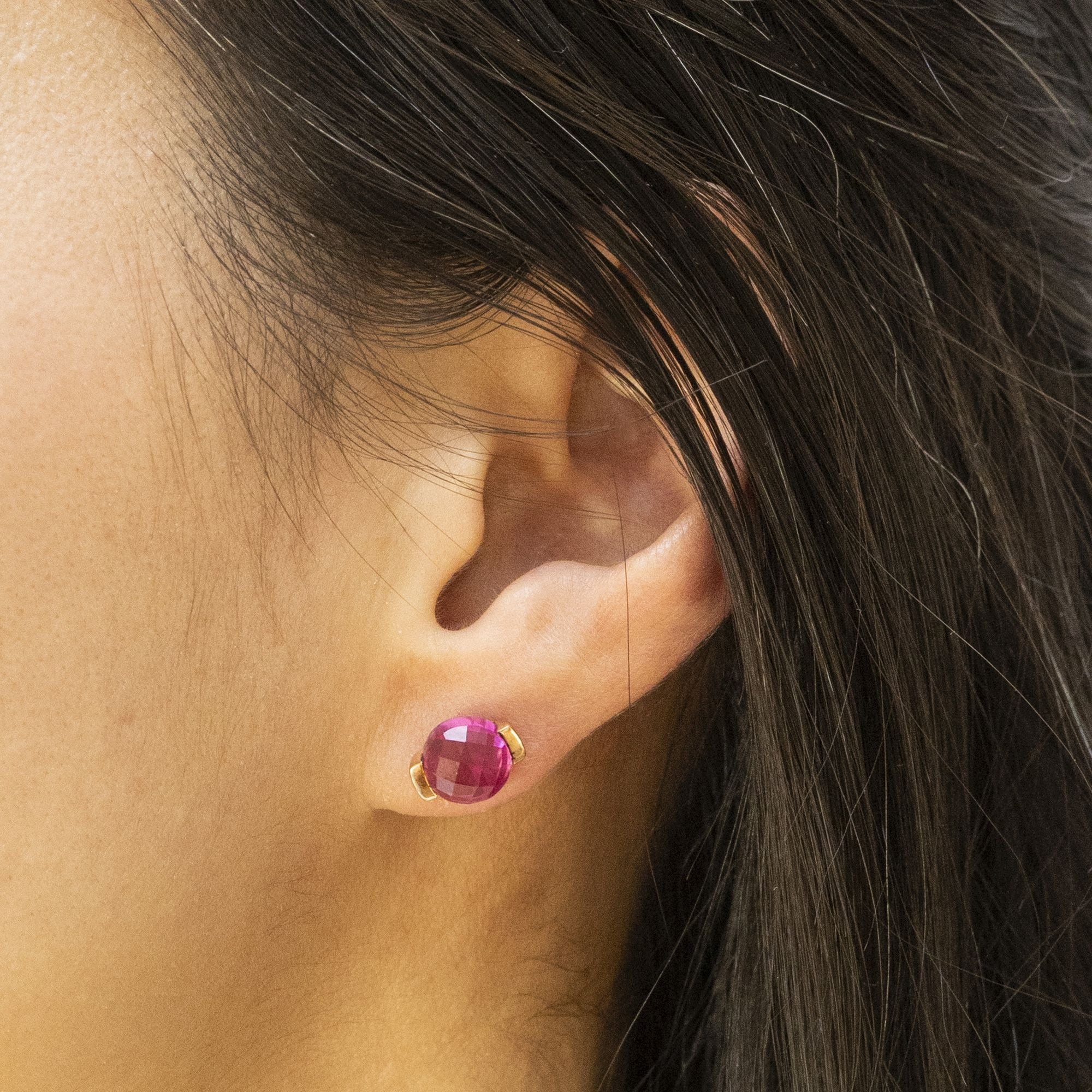 Jamelli Paar Ohrstecker »Silber 925 rosé-vergoldet mit pinken Quarz-Steinen (beh.)«
