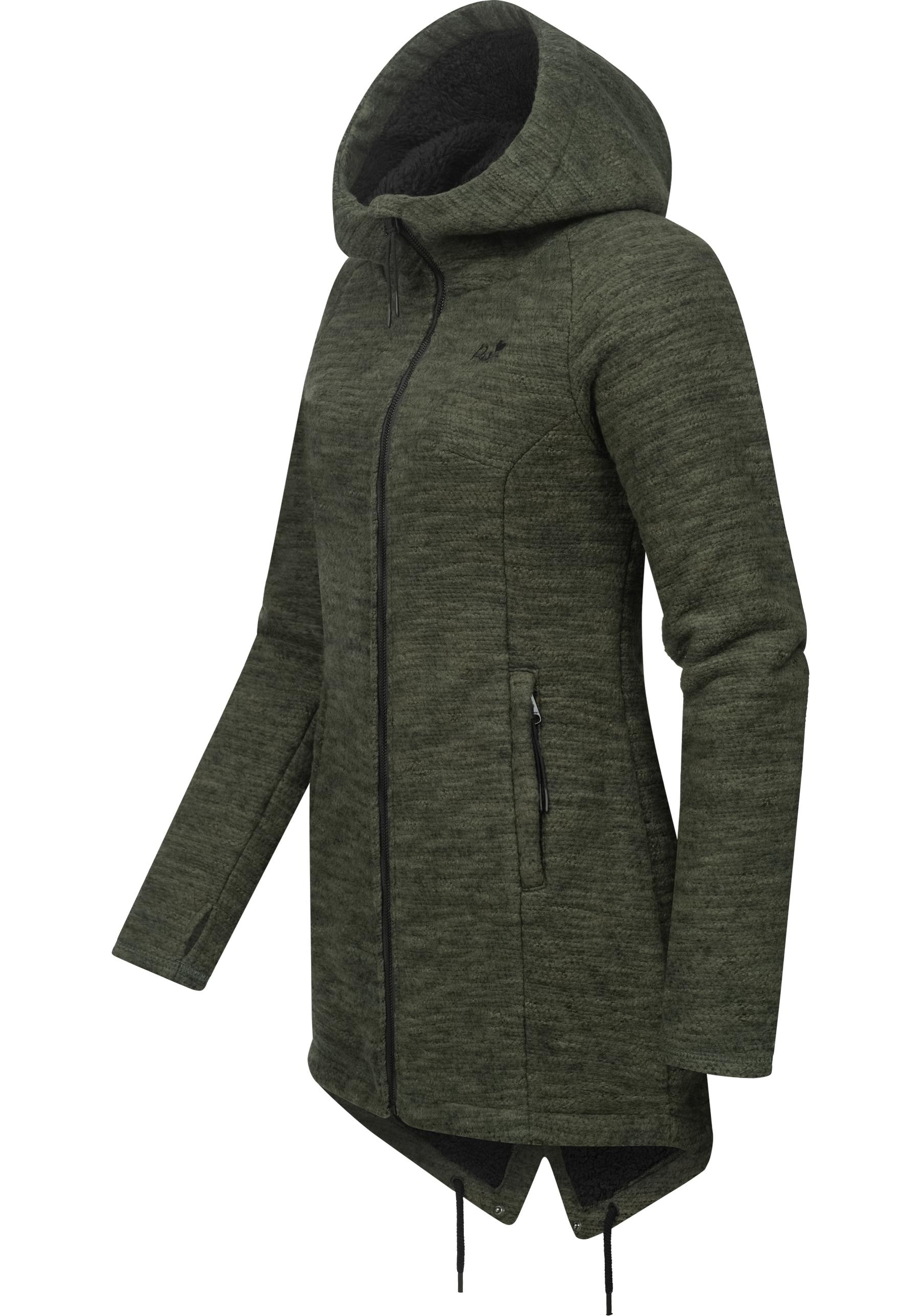 Ragwear Kapuzenstrickjacke »Wingi Melange«, Sportliche Kapuzenjacke mit Teddy-Kunstfell