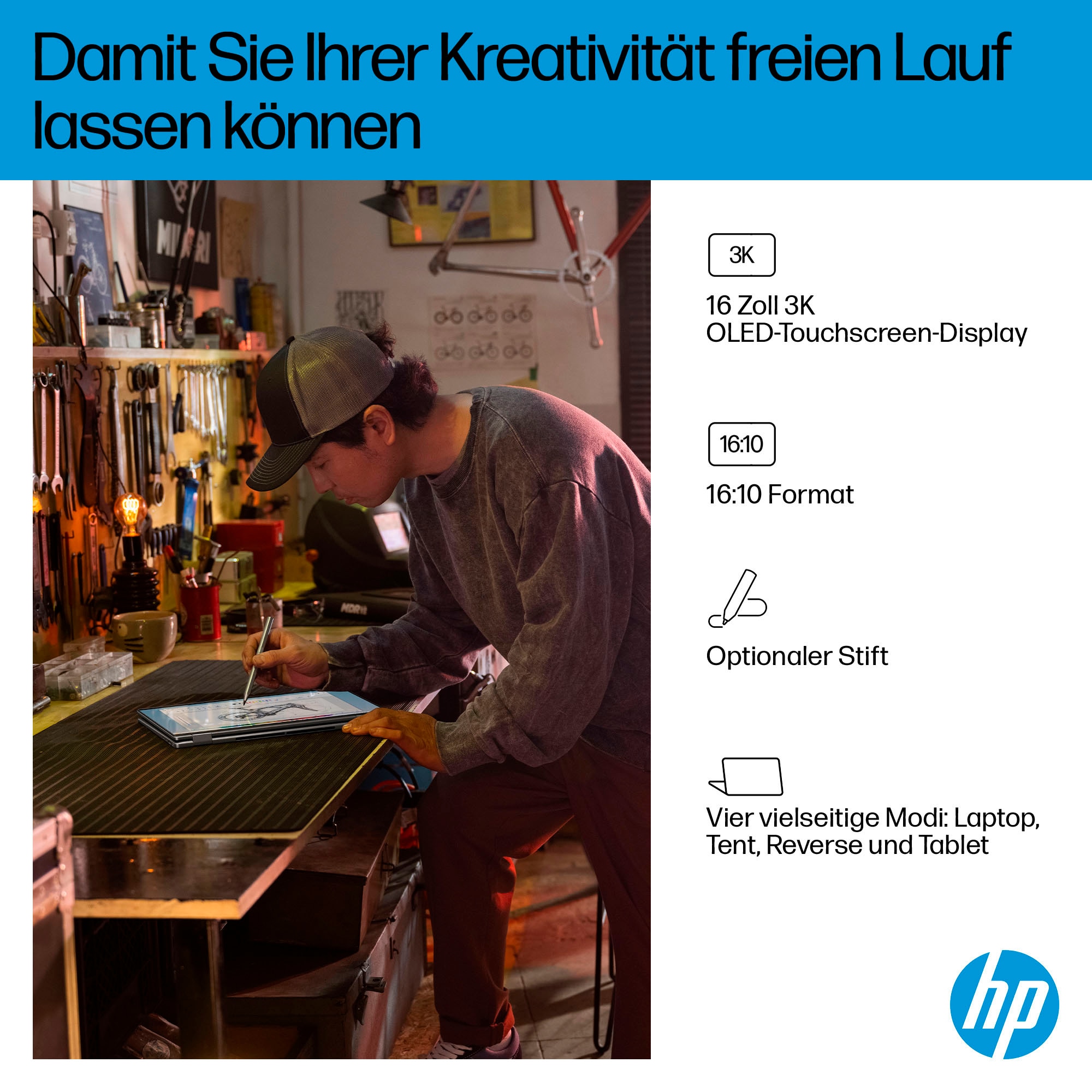 HP Convertible Notebook »OmniBook X Flip 16-ar0077ng«, 40,6 cm, / 16 Zoll, AMD, Ryzen™ AI 7, Radeon 860M, 512 GB SSD