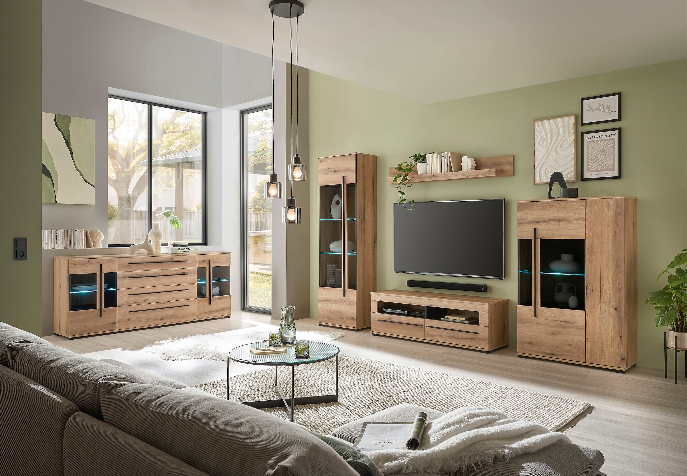 INOSIGN Sideboard »Cantara, moderner Schrank, Kommode in Eiche Evoke oder weiß«, schwarze Stangengriffe, ausreichend Stauraum, vielseitig einsetzbar