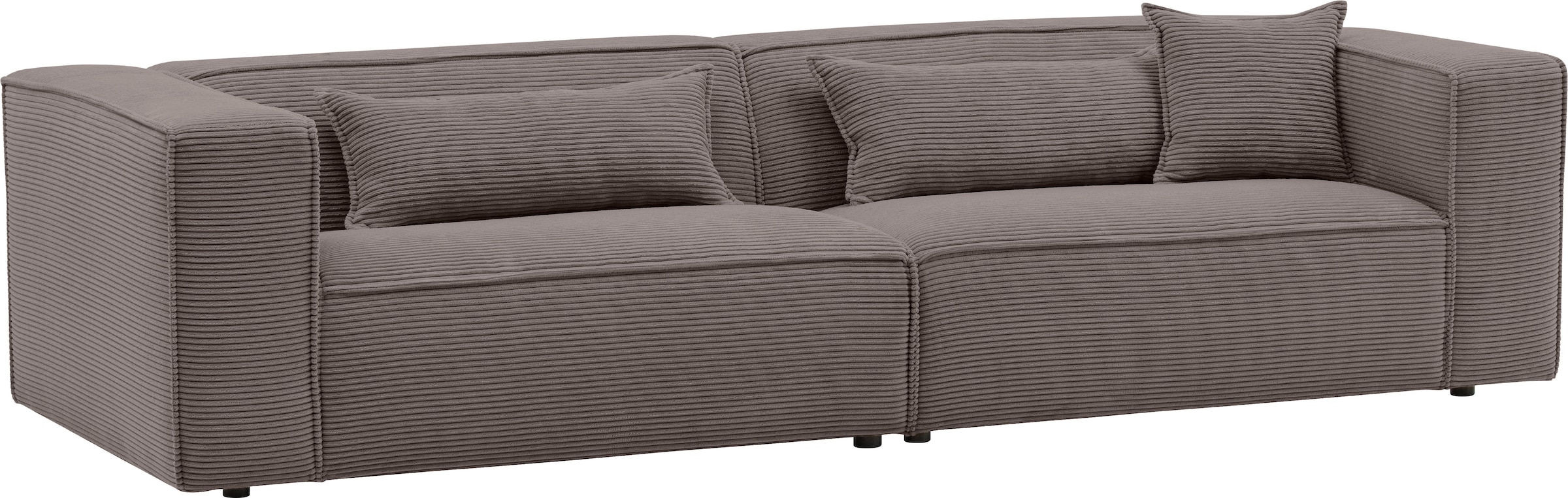 LeGer Home by Lena Gercke 3-Sitzer »PIARA, Couch mit Kedernaht, Sofa in Cord oder Leinenoptik«, schwarze Füße, bequemer Sitzkomfort