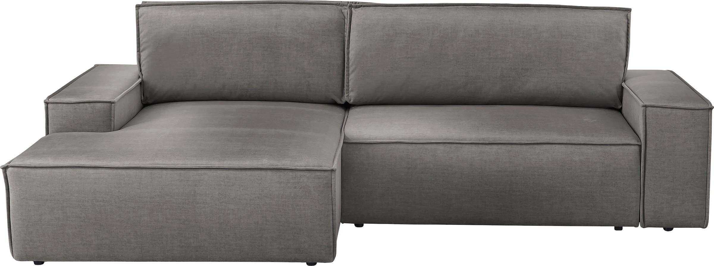 OTTO home Ecksofa "SHERWOOD Samtvelours L-Form, 267 cm - OTTO. Verlässliche Qualität." Schlaffunktion mit Bettkasten (210x136 cm), Cord, Vintage, Samtvelours