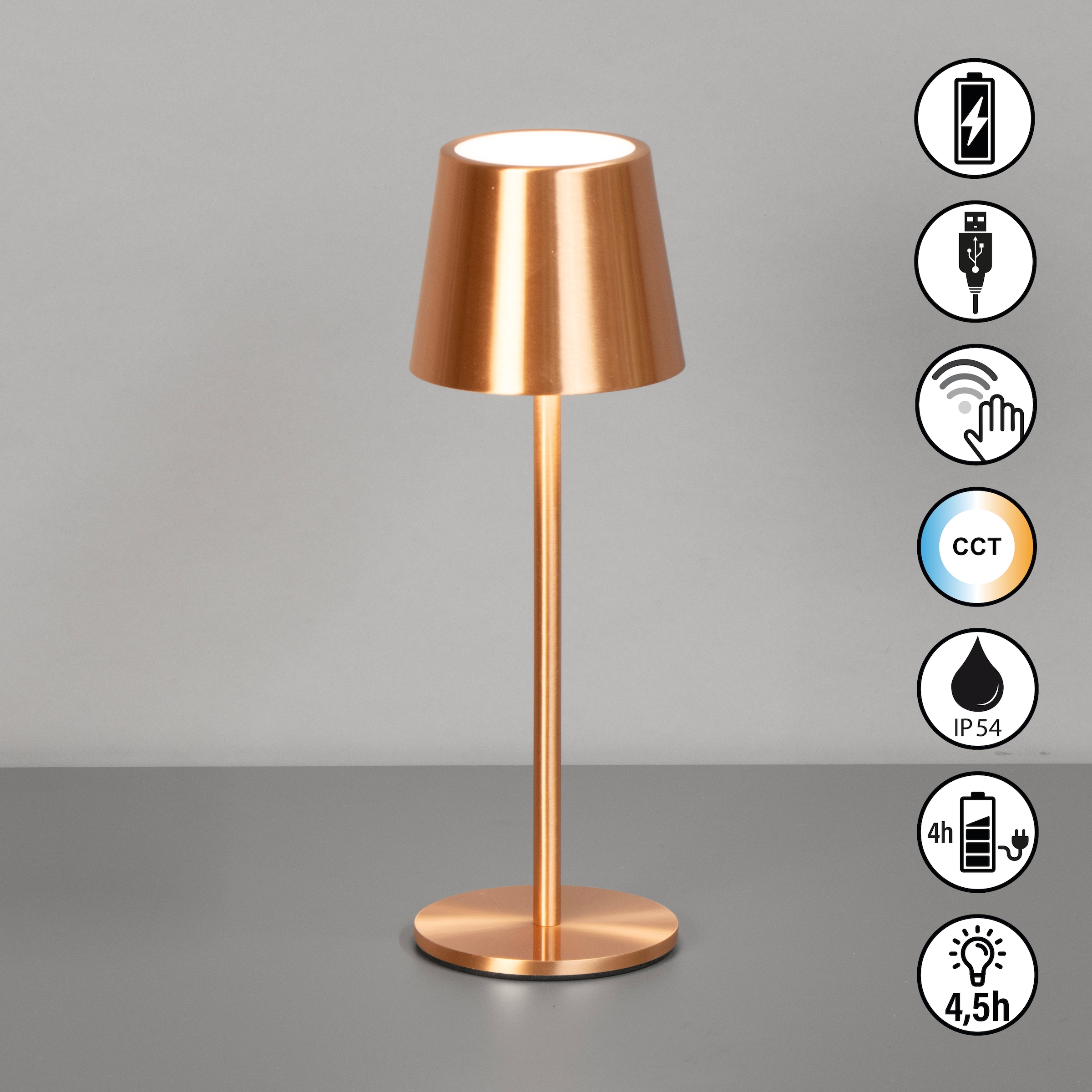 EASY BY FHL Außen-Tischleuchte "Roxi", 1, Ø 9cm H: 27,5cm, braun, Leuchten, lange Leuchtdauer