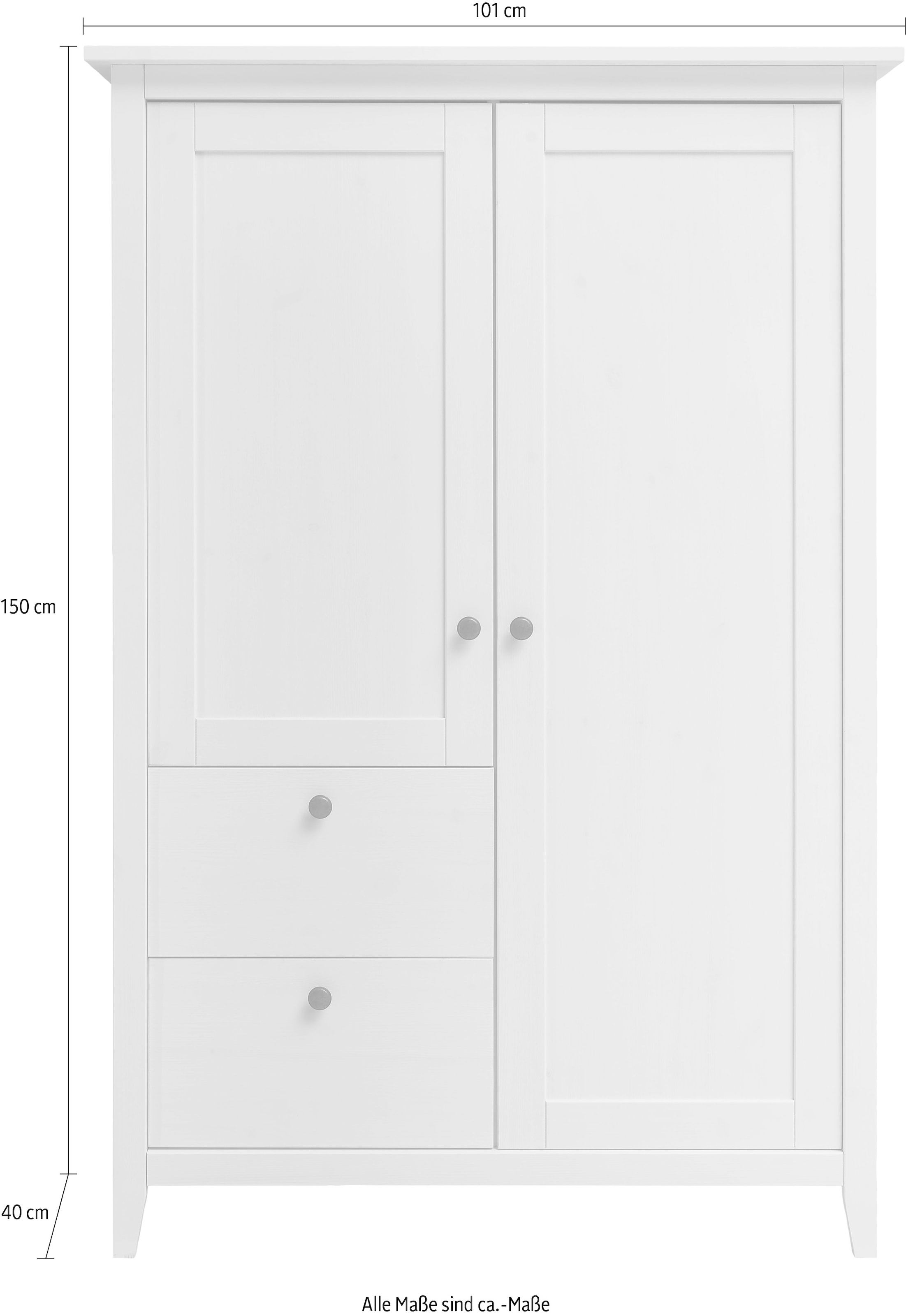 Wohnglücklich by Infantil Highboard »Solvita«, Kommode mit Glastür, Kiefer massiv, Schrank Breite 101 cm, Landhaus