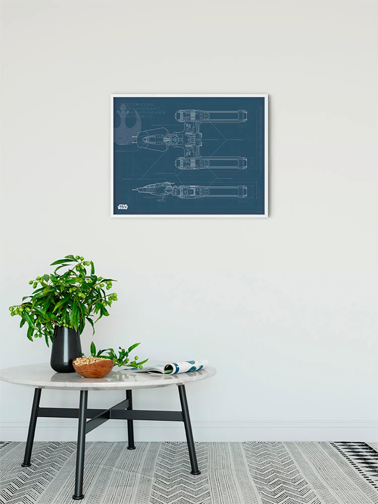 Komar Bild »Star Wars EP9 Blueprint Y-Wing«, Star Wars, (1 St.), Wandbild zur Dekoration im Kinderzimmer - ohne Rahmen