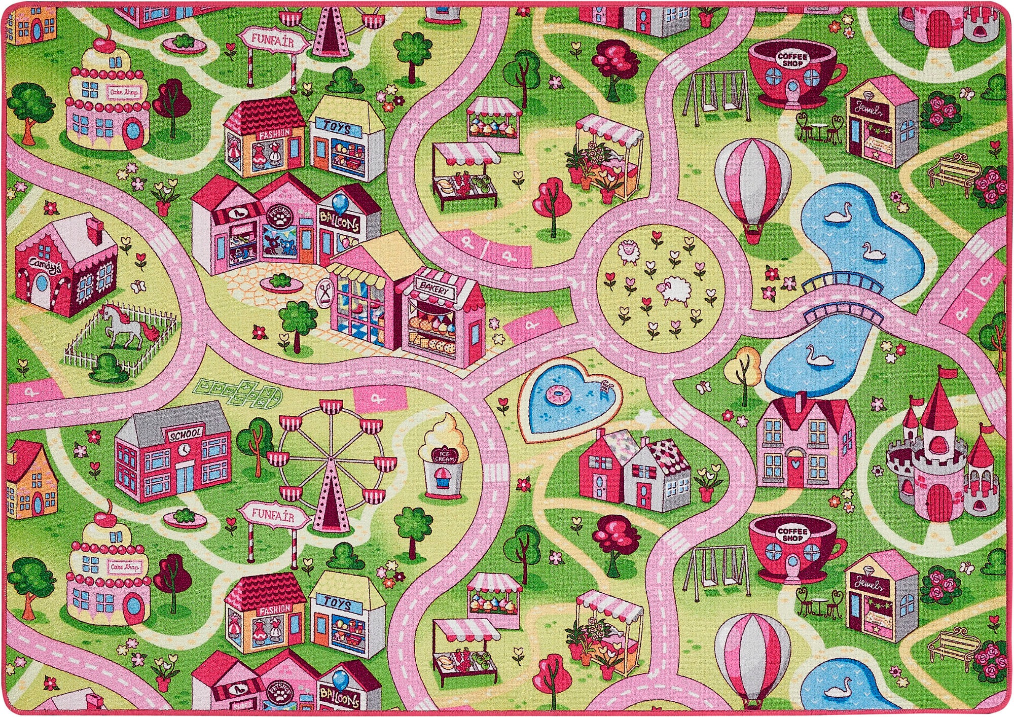 Andiamo Kinderteppich »Straße, LAGERRÄUMUNG!«, rechteckig, 5 mm Höhe, Straßen-Spiel-Teppich, Sonderposten, für Mädchen & Jungen