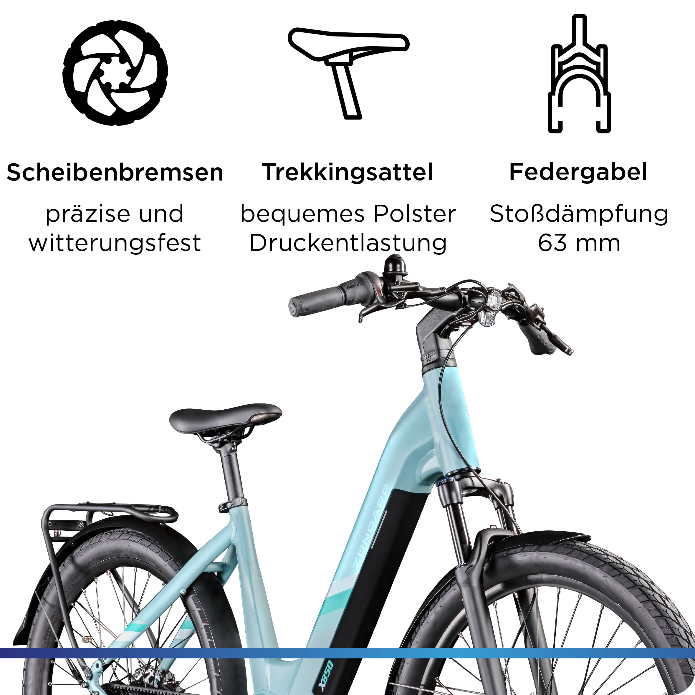 Zündapp E-Bike »X850«, 7 Gang, Mittelmotor 250 W