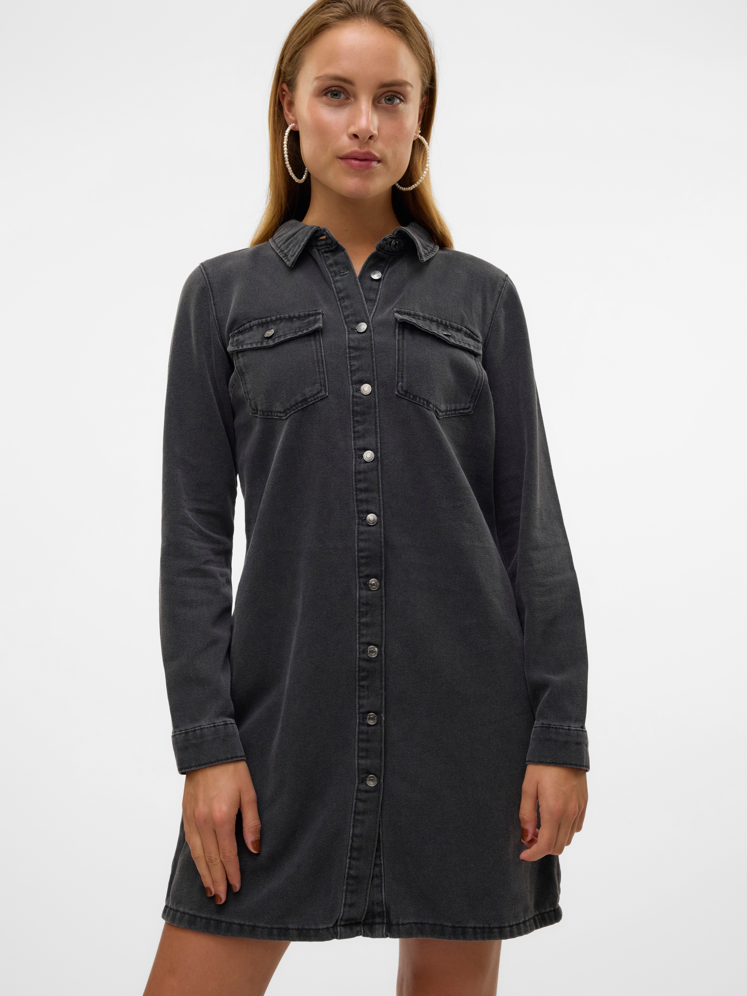Vero Moda Jeanskleid "VMJENNIE LS SHORT DENIM DRESS GA NOOS" Brusttaschen günstig online kaufen