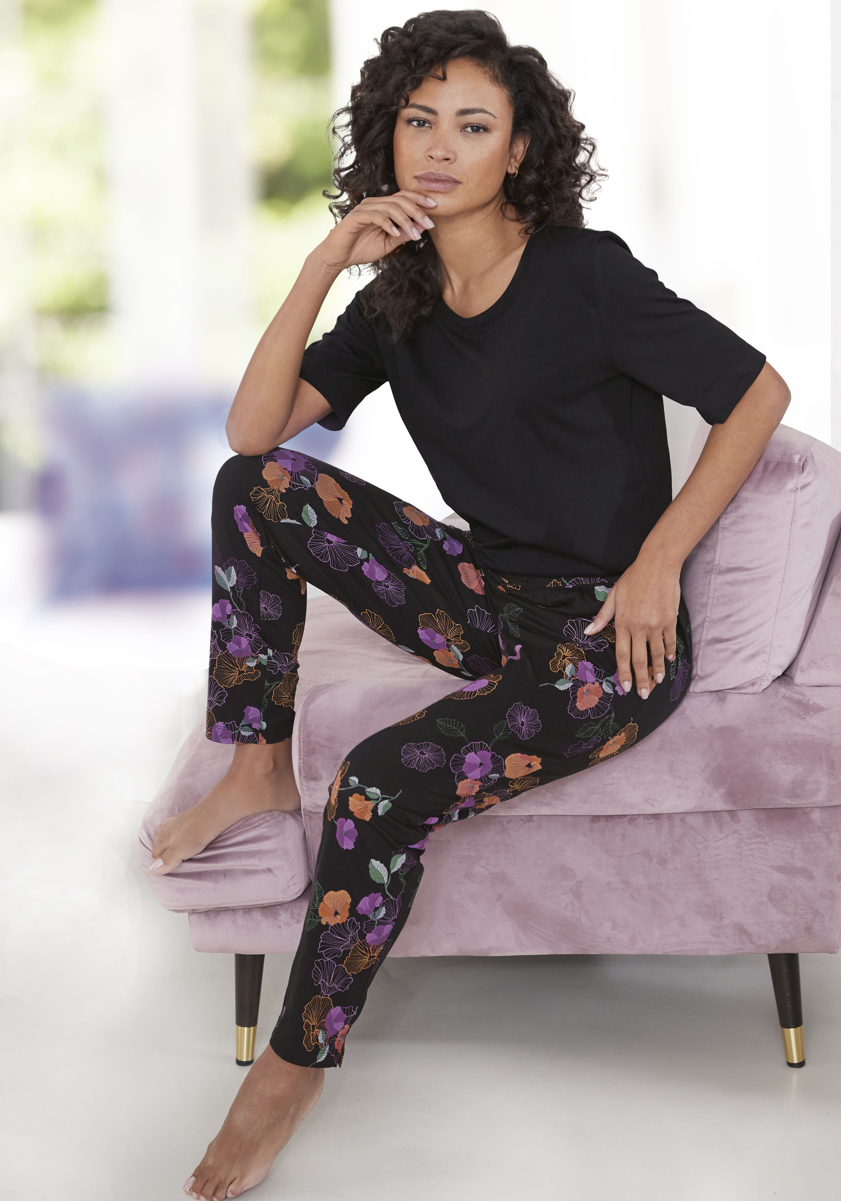 Vivance Dreams by Lascana Pyjama Set, 2 tlg. mit Blumen-Druck