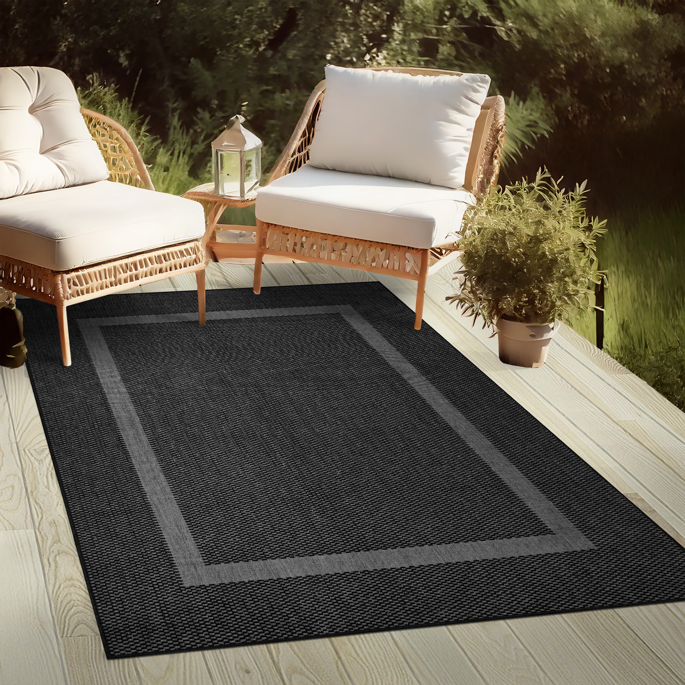 my home Teppich »Venedig Bordüre auch als Läufer erhältlich«, rechteckig, 3 mm Höhe, In- und Outdoor geeignet, Sisal-Optik, Wetterfest & UV-beständig