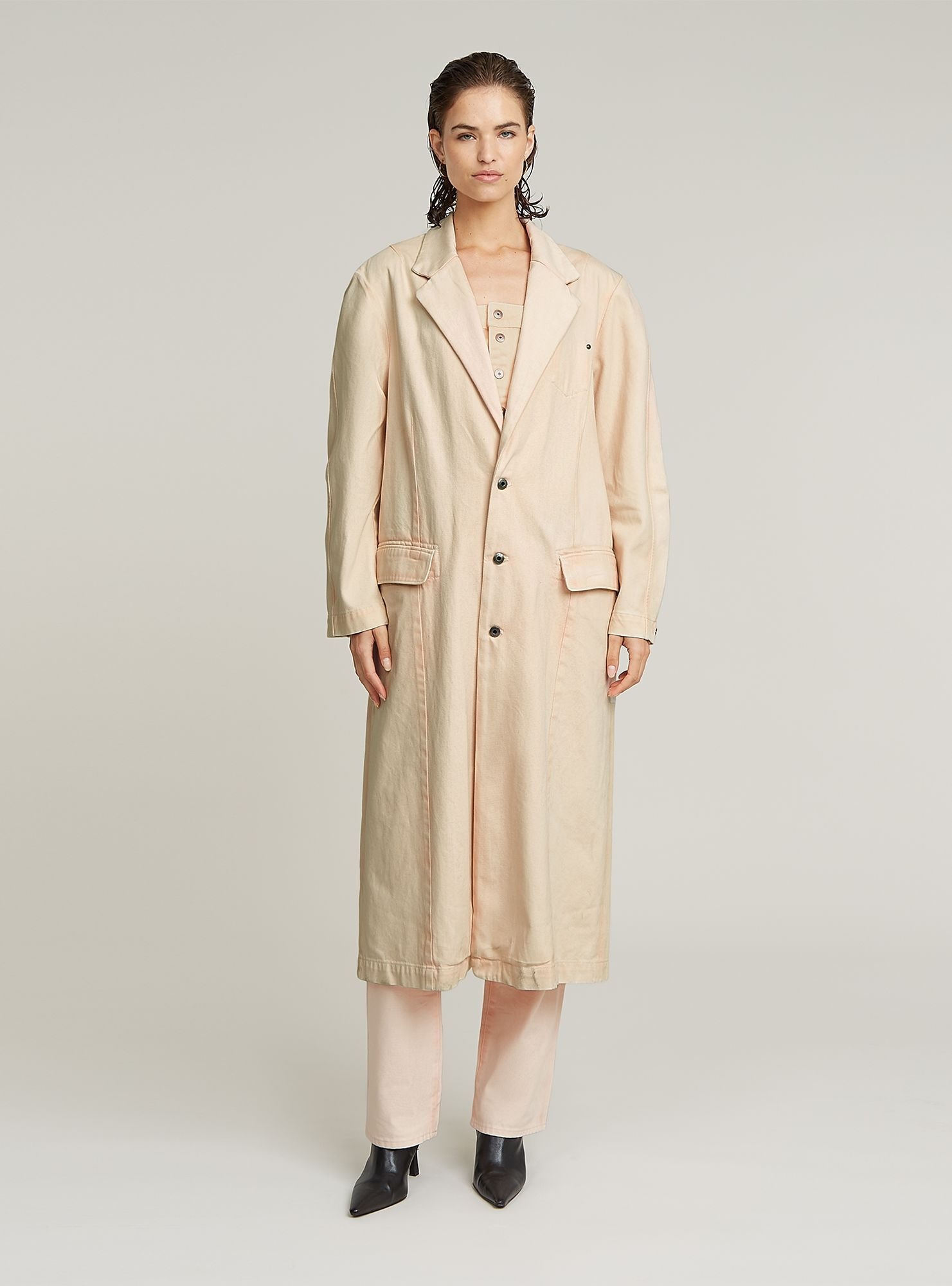 Outdoorjacke G-STAR "Macro Coat", Damen, Gr. L, peach puree gd coated, Obermaterial: 25% Baumwolle, Jacken Outdoorjacke