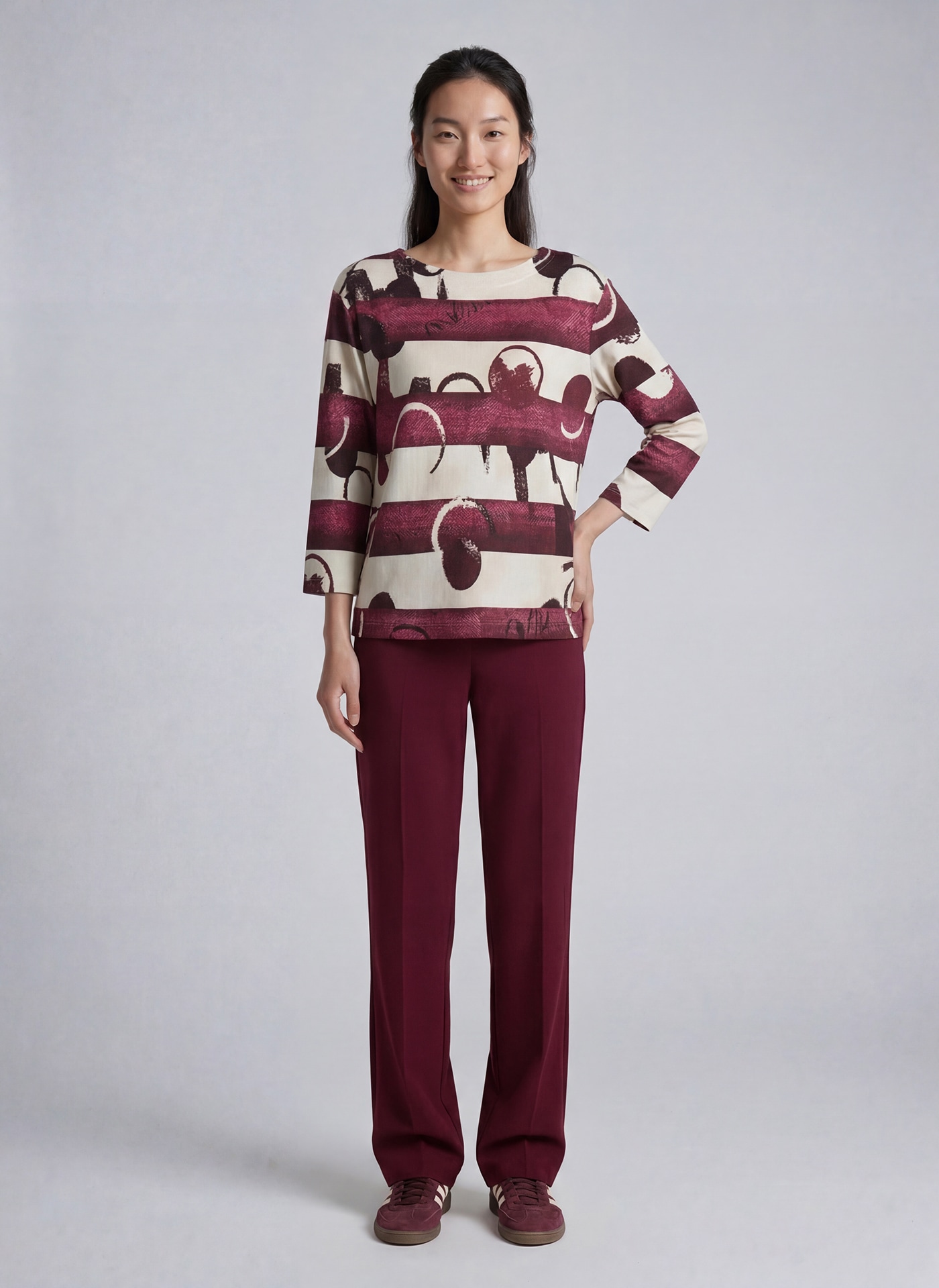 Rabe 3/4-Arm-Shirt mit grafischem Muster