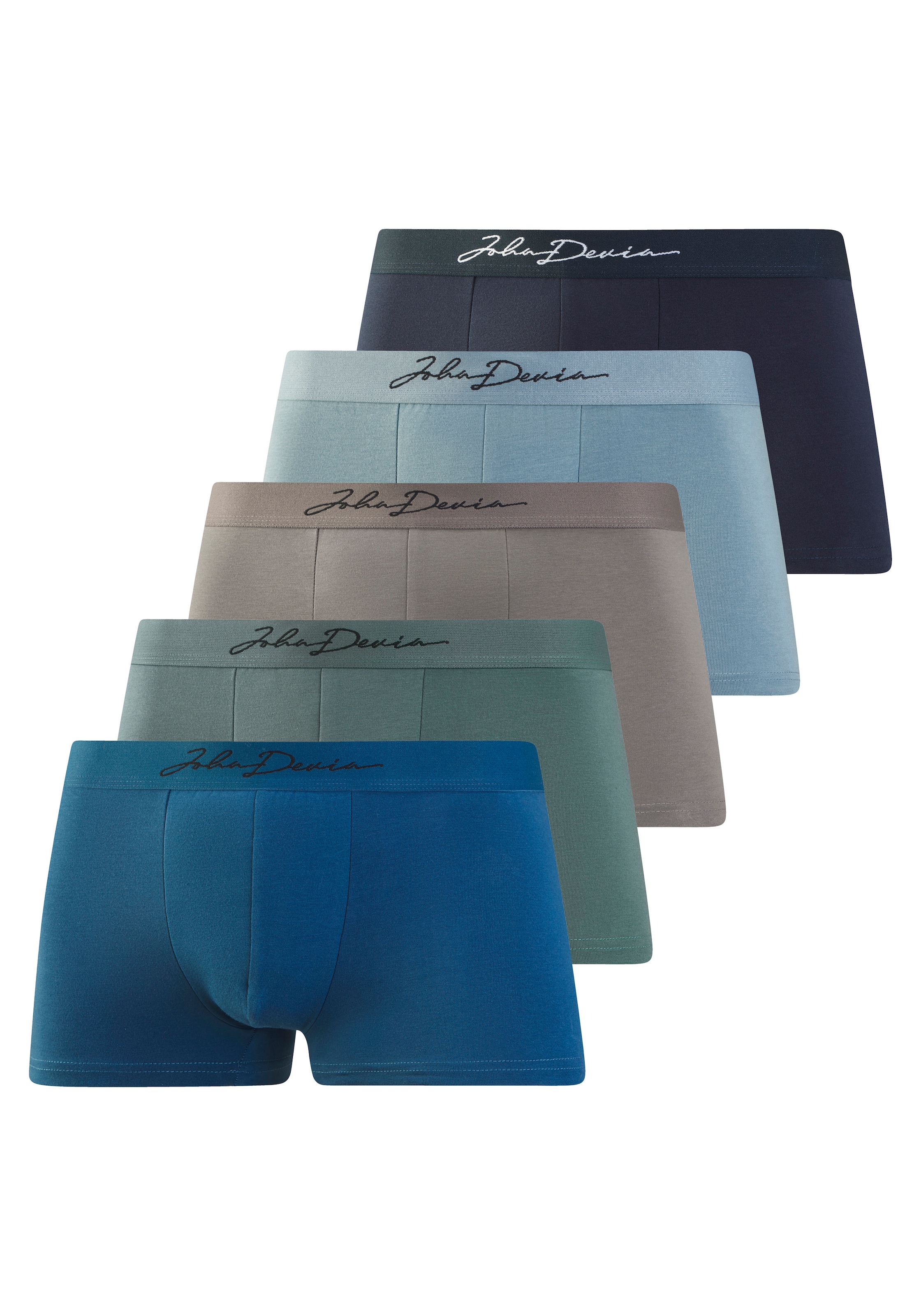 John Devin Boxer »Boxershorts für Herren« Packung, 5 Stk. mit schönem Schriftzug im Bund, Jersey-Material, unifarben