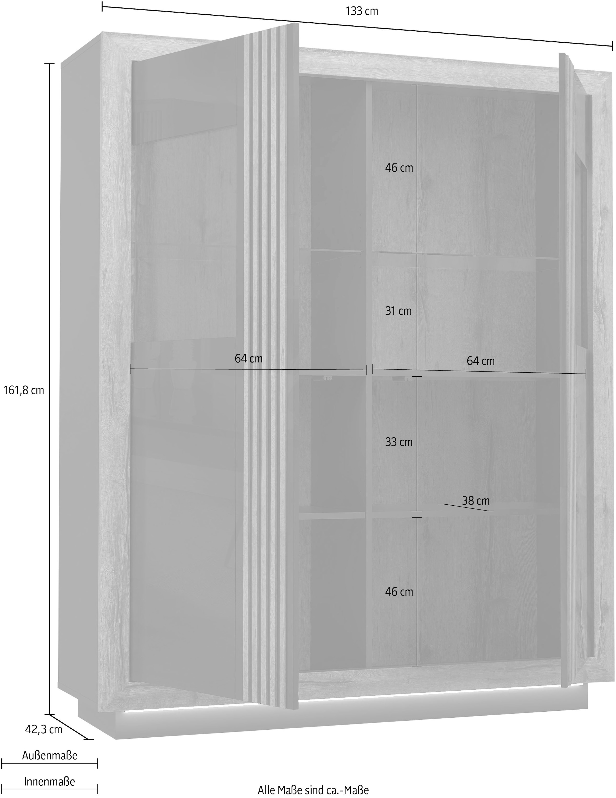 FORTE Highboard »Savona«, Höhe 161 cm, inkl. Sockelbeleuchtung