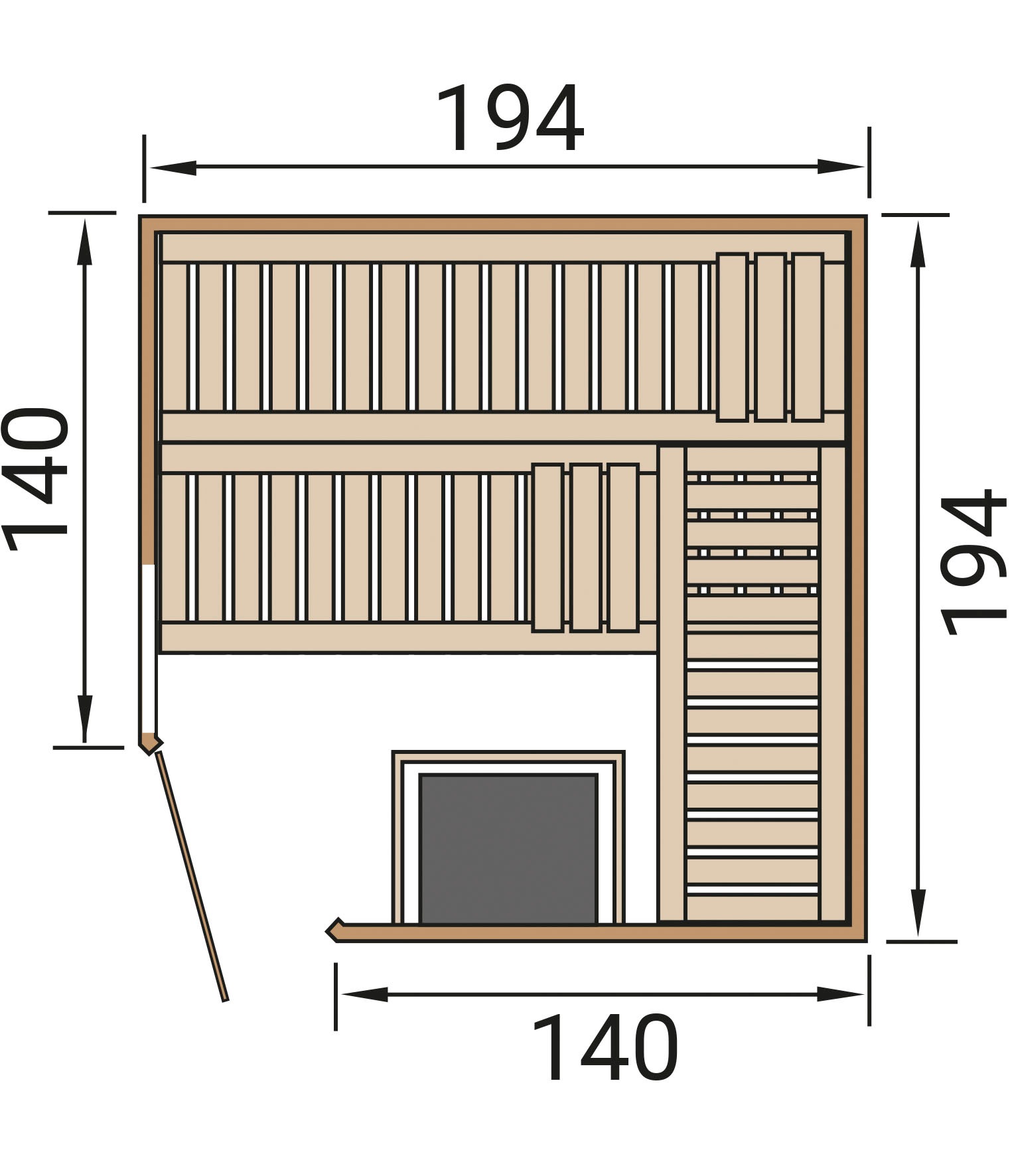 weka Sauna »Element-Ecksauna VARBERG 3«, vorgefertigte Elemente, moderne Ganzglastür, bodenl. Fensterelement