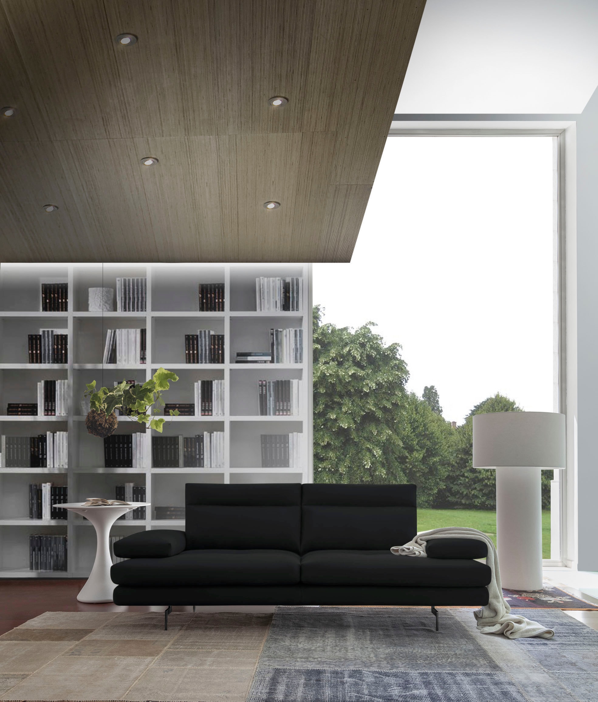 CALIA ITALIA 3-Sitzer "Toby Wing, 208 cm breit, Designsofa, hochwertige Verarbeitungsdetails" inkl. Sitztiefenverstellung und Armteilfunktion, Füße in Schwarz matt