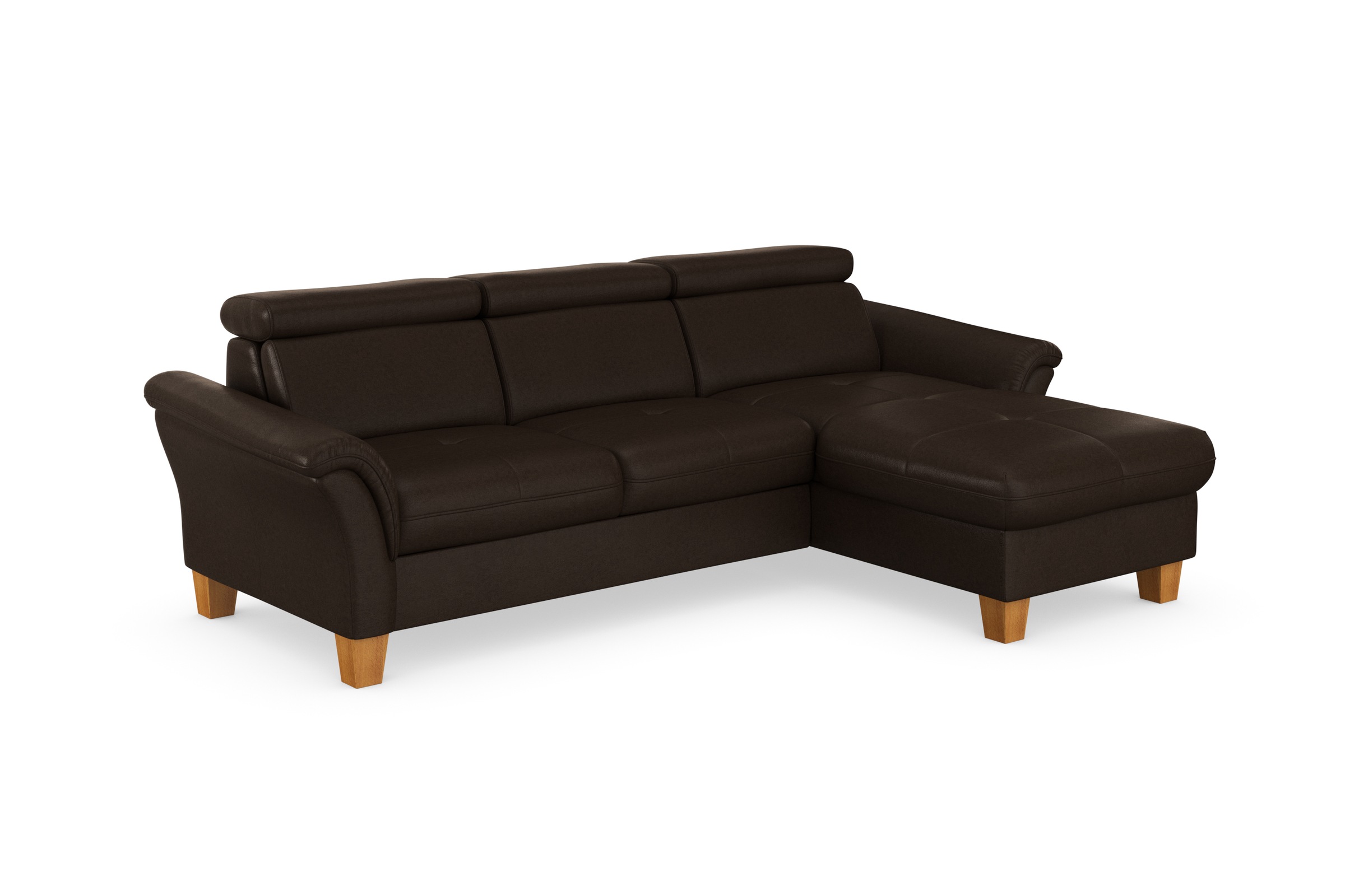 Ecksofa HOME AFFAIRE "Lindgren L-Form", braun (mocca), B:258cm H:84cm T:169cm, 100% Polyester, Sofas, Ecksofa, wahlweise mit Bett mit klappbaren Rollen, Kasten und Kopfverstellung 9