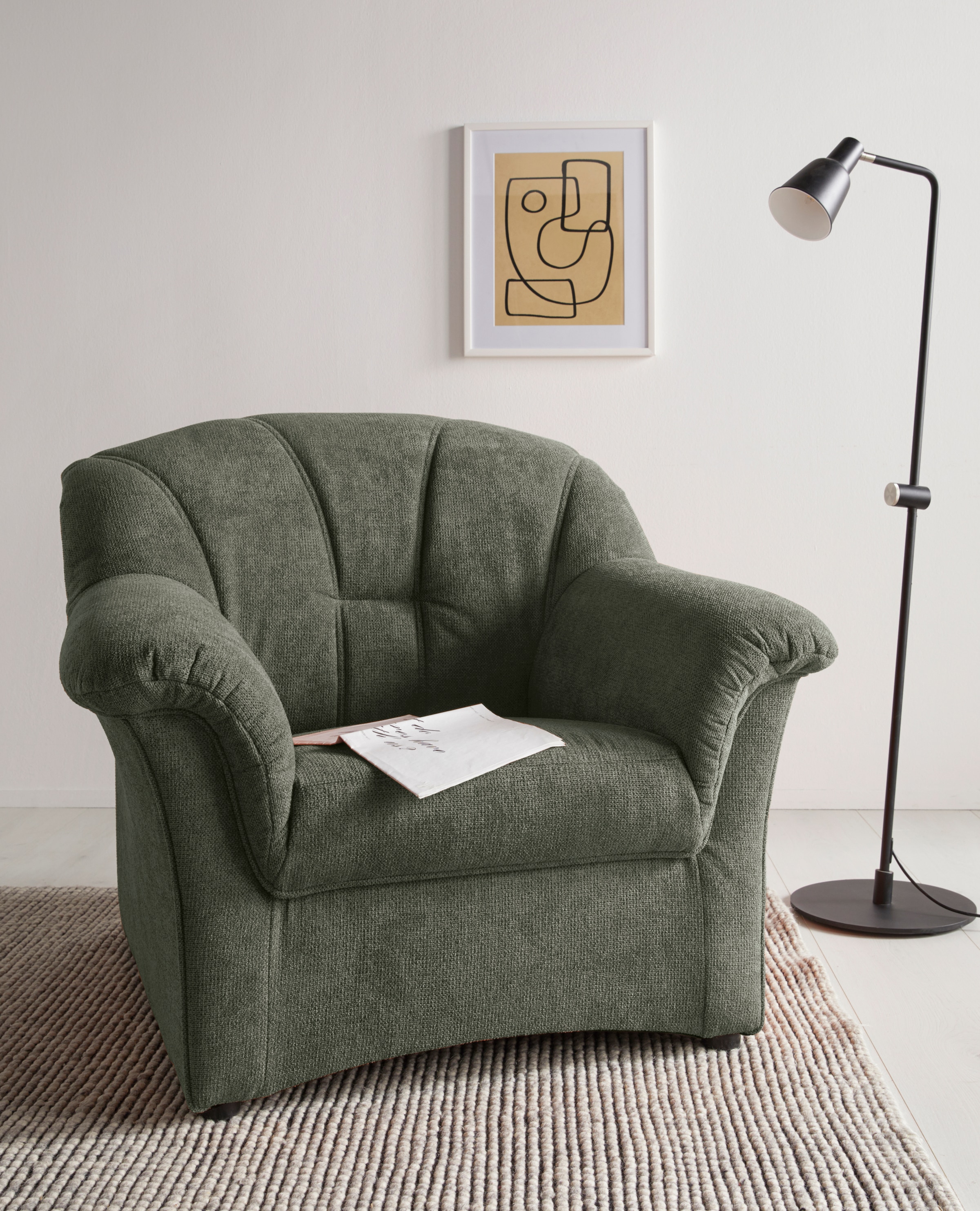 DOMO collection Sessel "Papenburg zeitlose Rückensteppung, elegante Armlehn günstig online kaufen