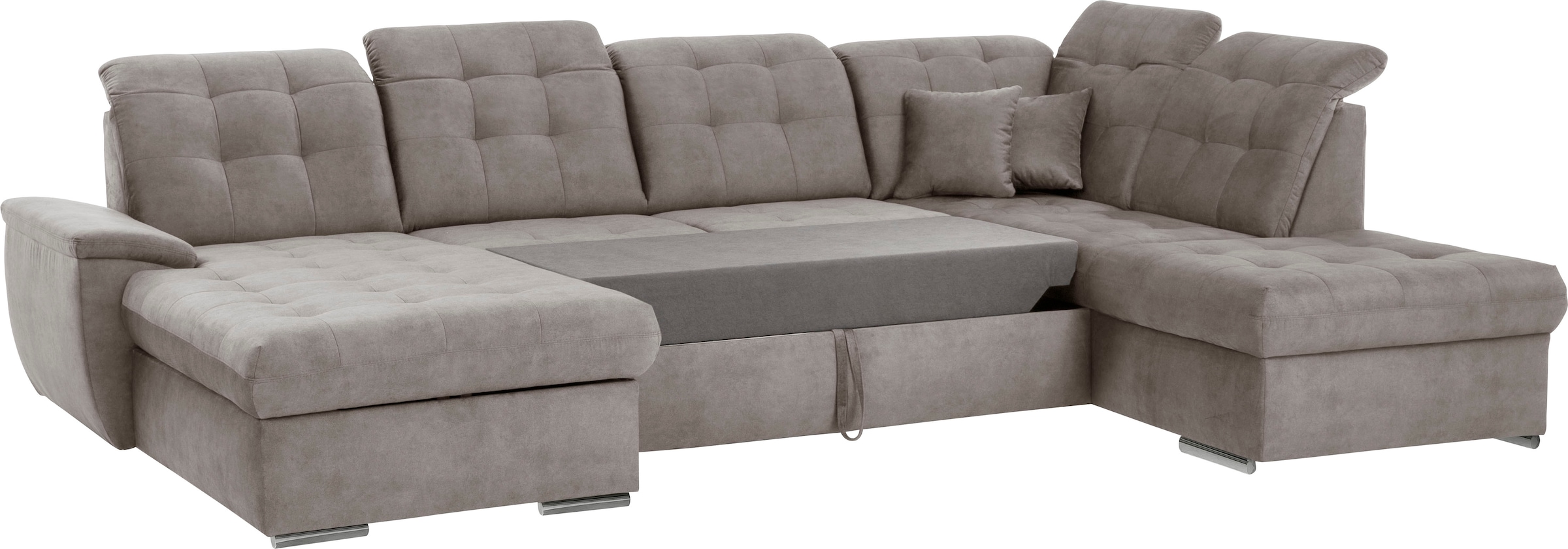 exxpo - sofa fashion Wohnlandschaft »Durango, aufwendige Sitz- und Rückenverarbeitung, bequem, U-Form«, inkl. Kopfteilverstellung, wahlweise mit Bettfunktion und Bettkasten