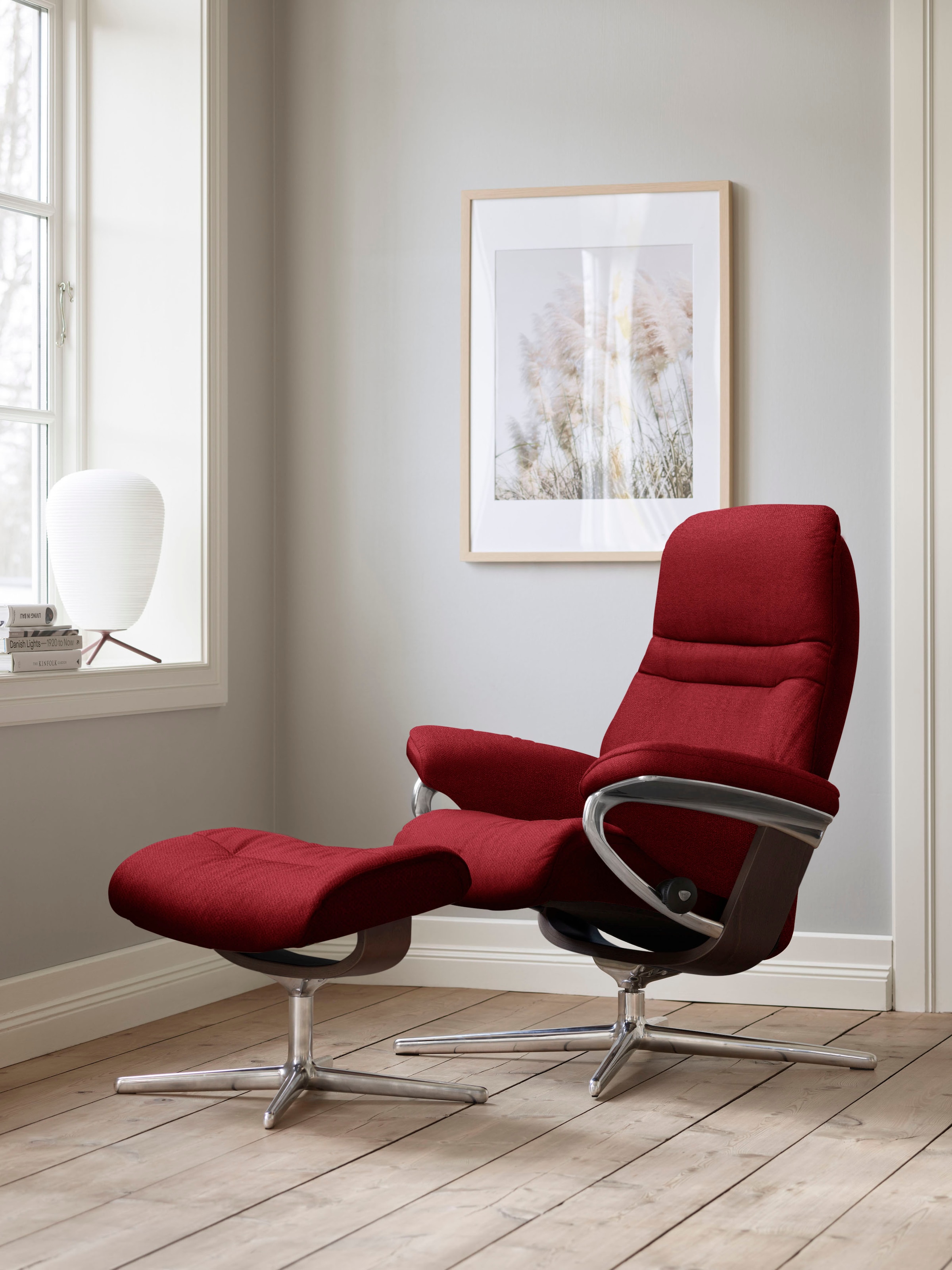 Stressless Fußhocker "Sunrise", mit Cross Base, Größe S, M & L, Holzakzent Braun