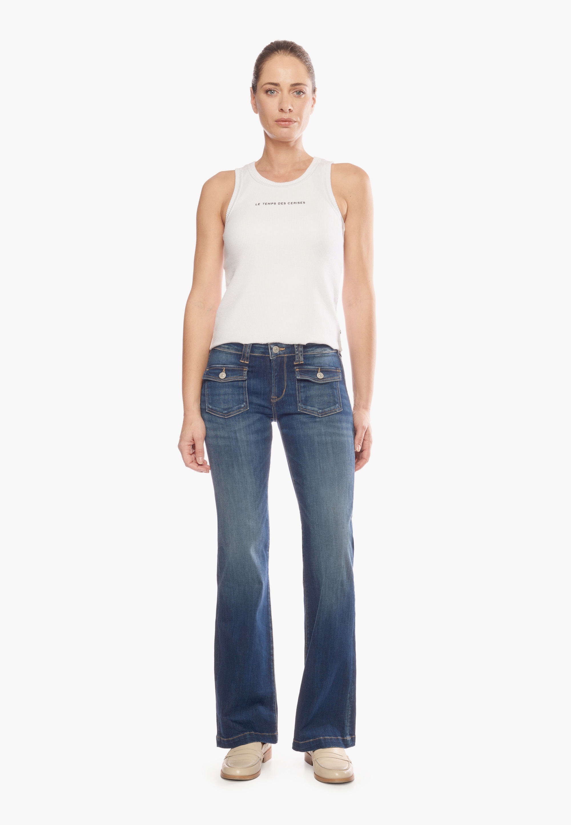 Le Temps Des Cerises Straight-Jeans, mit Knopfleiste in Washed-Optik günstig online kaufen