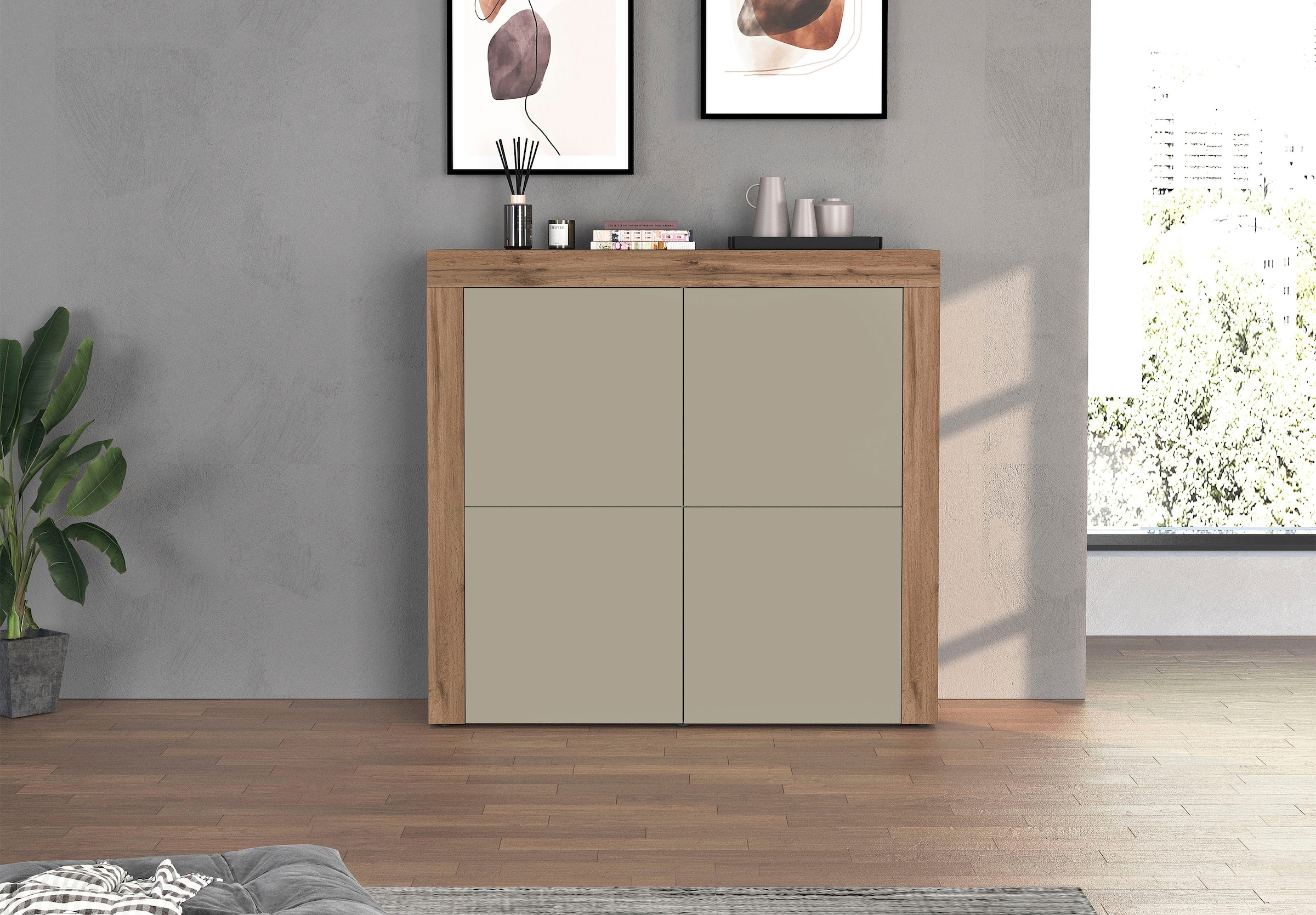 OTTO home Highboard »CHRONOS Breite 140 cm mit 4 Türen und 8 Fächer 'Made in Italy'« 1 Stk. tlg. Hohes Sideboard, Kommode, Schrank, Grifflos mit Push to Open