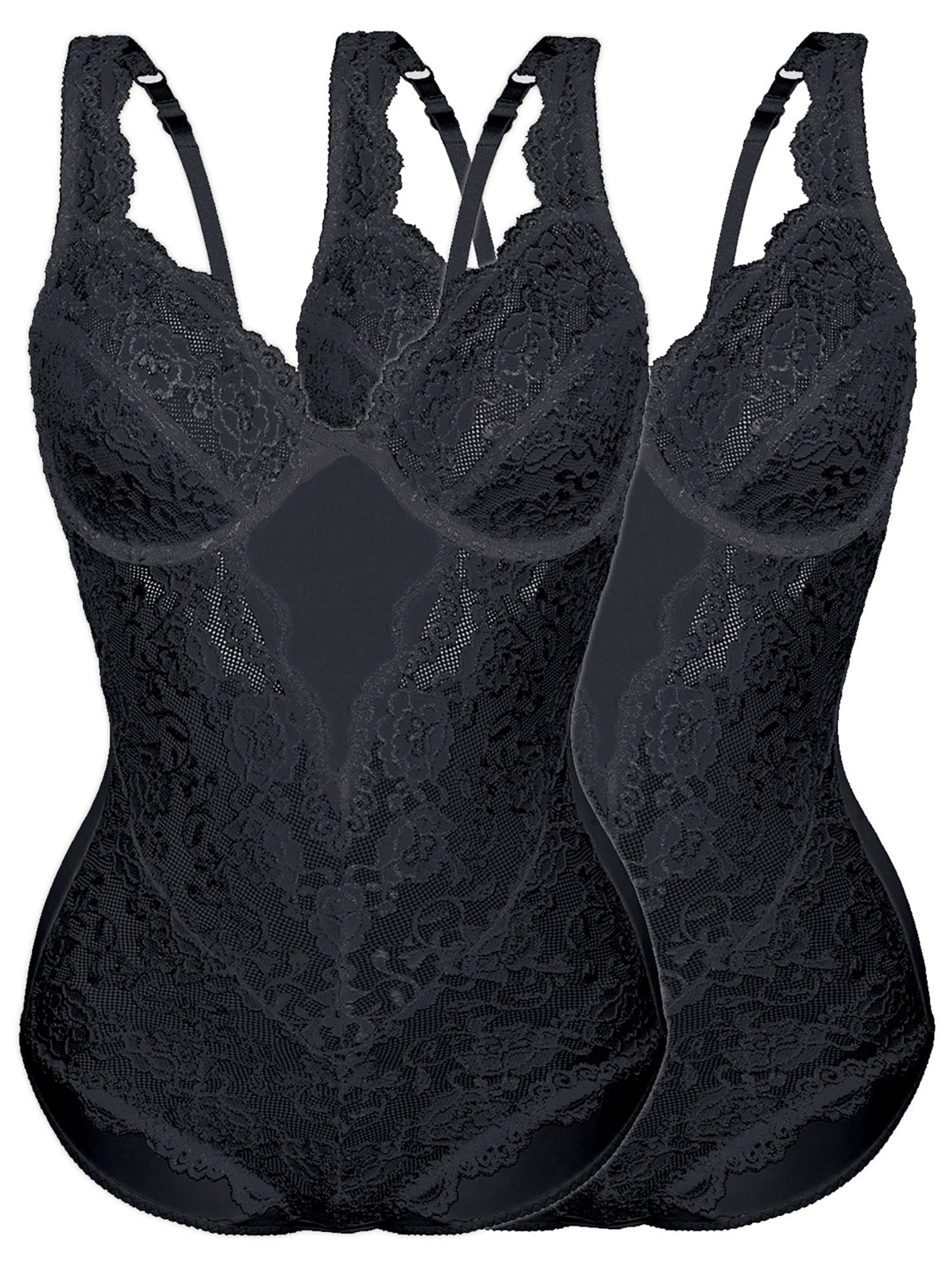 SASSA Damen Body "2er Pack Body CLASSIC LACE", Gr. 80, schwarz, Obermaterial: 90% Polyamid PA. 10% Elasthan EL., Bodys