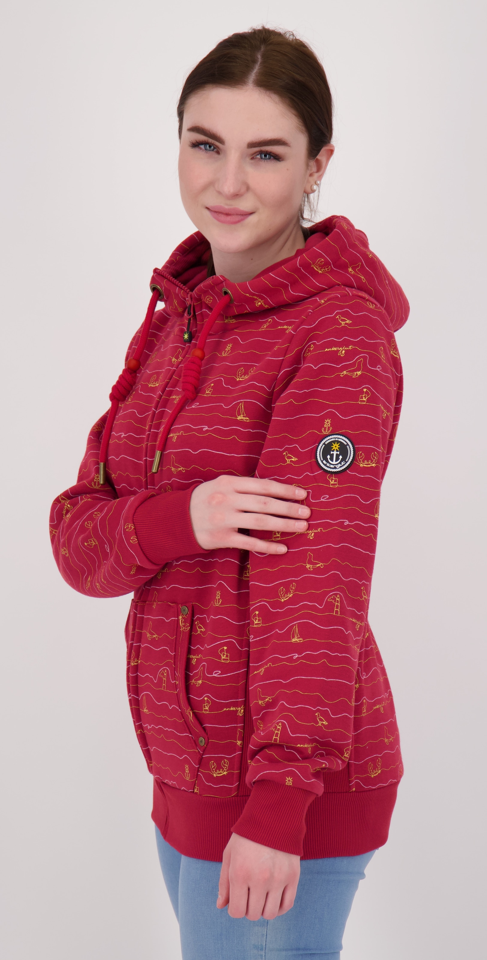 DEPROC Active Kapuzensweatshirt »ANKERGLUTWELLE«, Auch in Großen Größen erhältlich