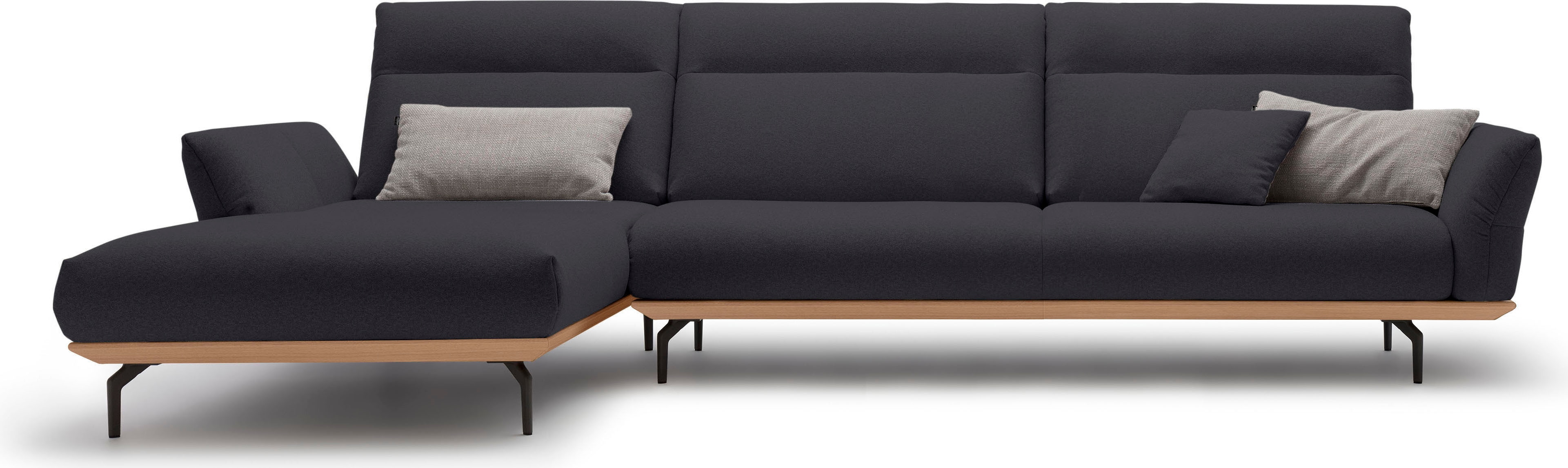 Creation BY ROLF BENZ Ecksofa "CR.460, Design-Sofa der Extraklasse, verstellbare Rückenlehne, L-Form" Sockel in Eiche, Winkelfüße in Umbragrau, Breite 338 cm