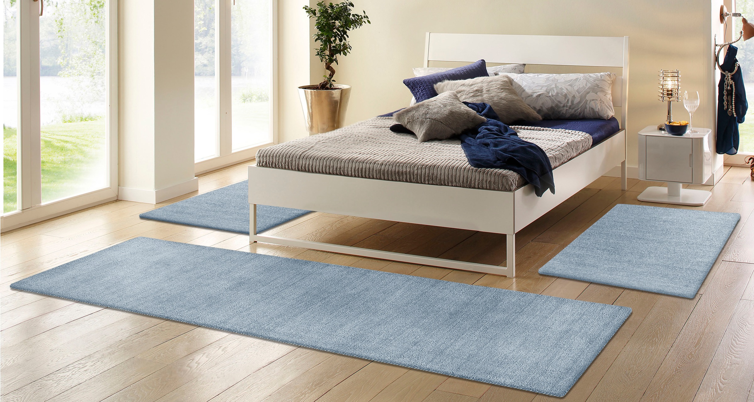 THEKO Bettumrandung "Gabbeh Uni, Handweb Teppich, meliert, reine Wolle" Höh günstig online kaufen