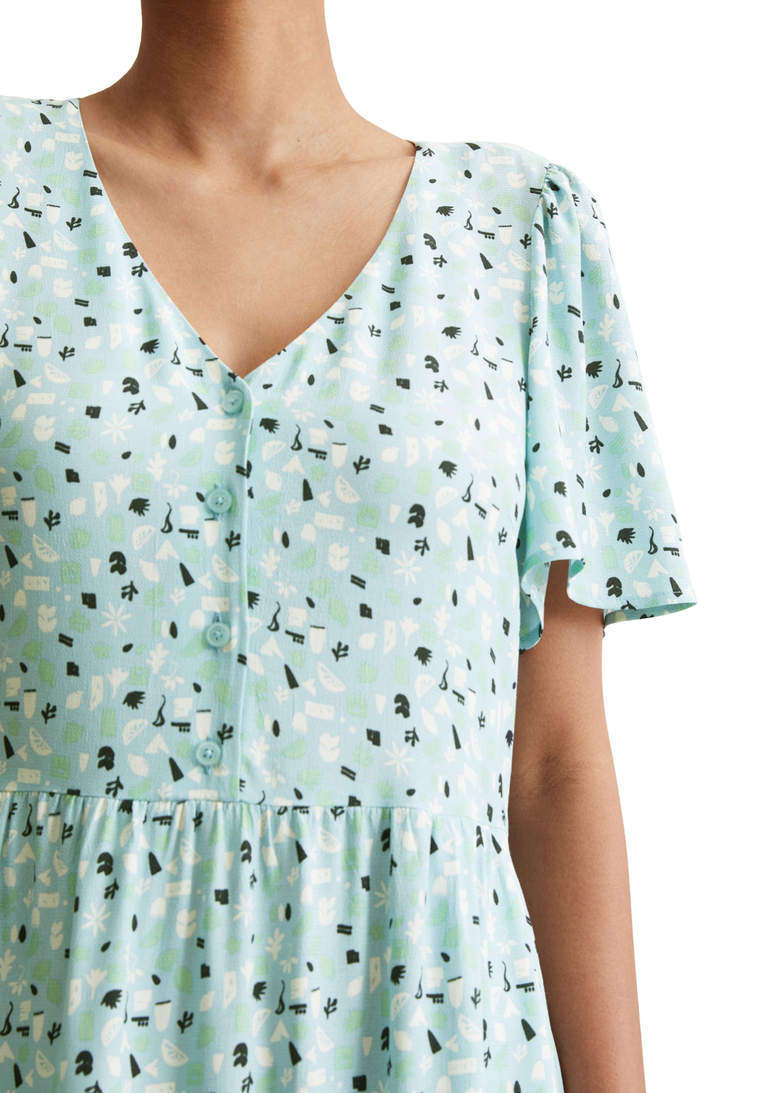 Thumbnail - Marc OPolo DENIM Sommerkleid eingelassene Taschen mit elastischer Taille und Allover-Print