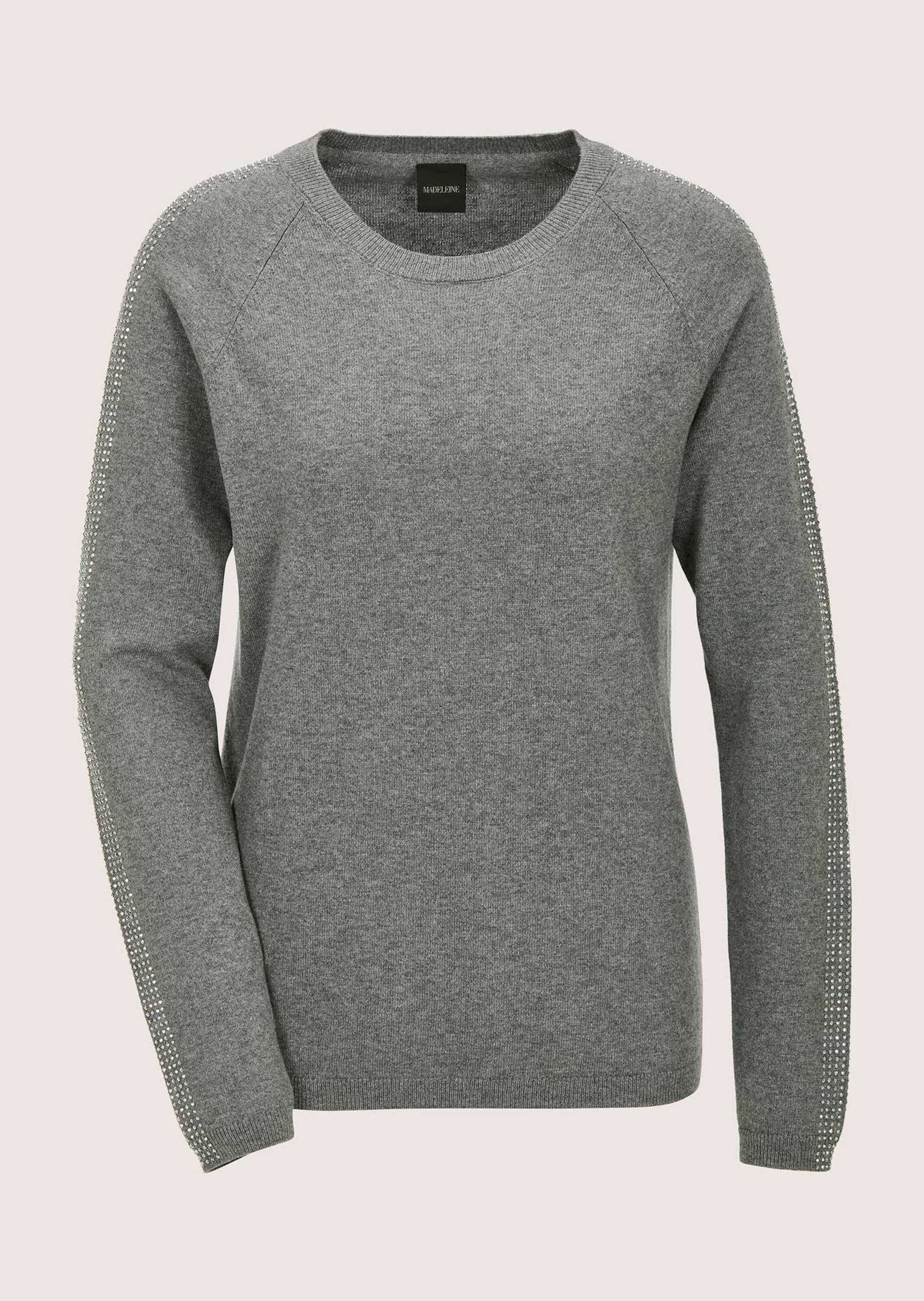 MADELEINE "Kaschmirpullover Langarmshirt mit Strassdetails" Strassbesatz