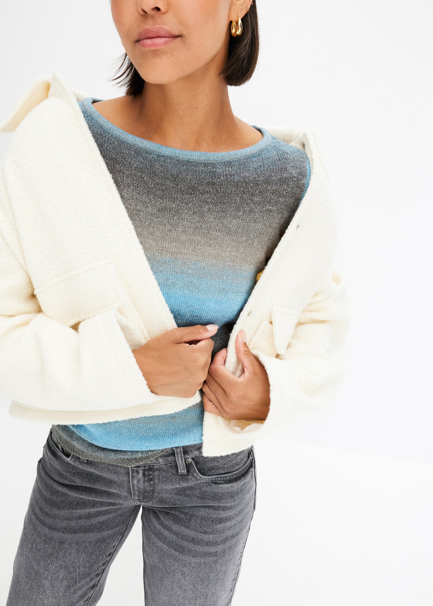 bonprix Strickpullover »Pullover mit Farbverlauf« aus Polyacryl, lockere Passform, mit modischem Farbverlauf