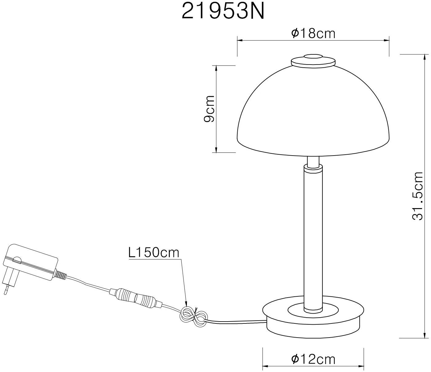 GLOBO LIGHTING Tischleuchte »ULDIN« LED-Modul 1 Stk. Warmweiß Tischleuchte Nickel/Chrom, Glas opal, Touchdimmer, LED 7W