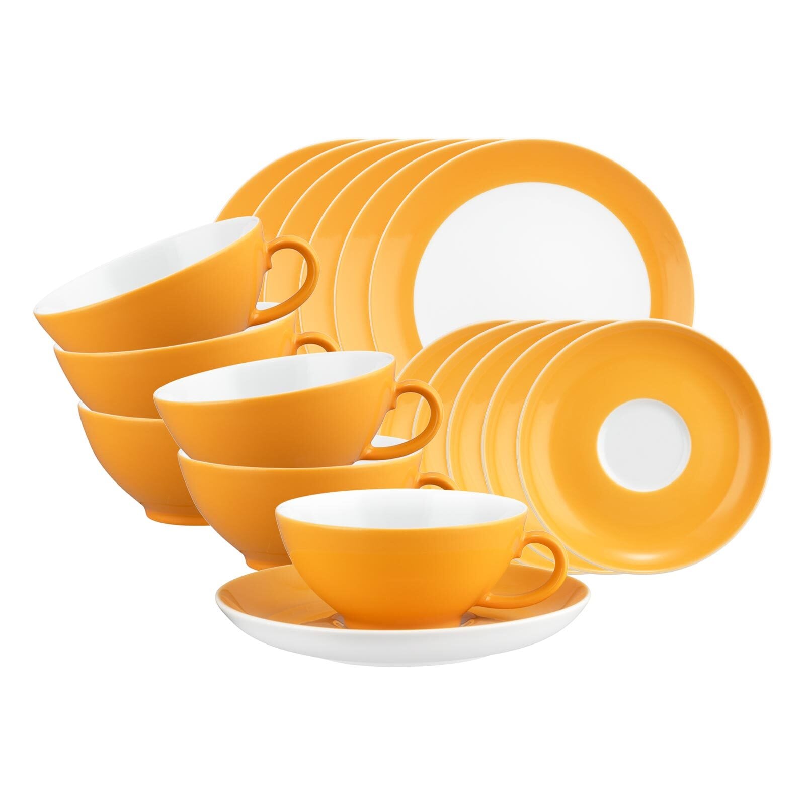 SELTMANN WEIDEN Geschirr-Set "Teeservice Liberty Pure Colors 18er Set", 18, orange, Geschirr-Sets, Spülmaschinenfest, Mikrowellensicher, Ofenfest