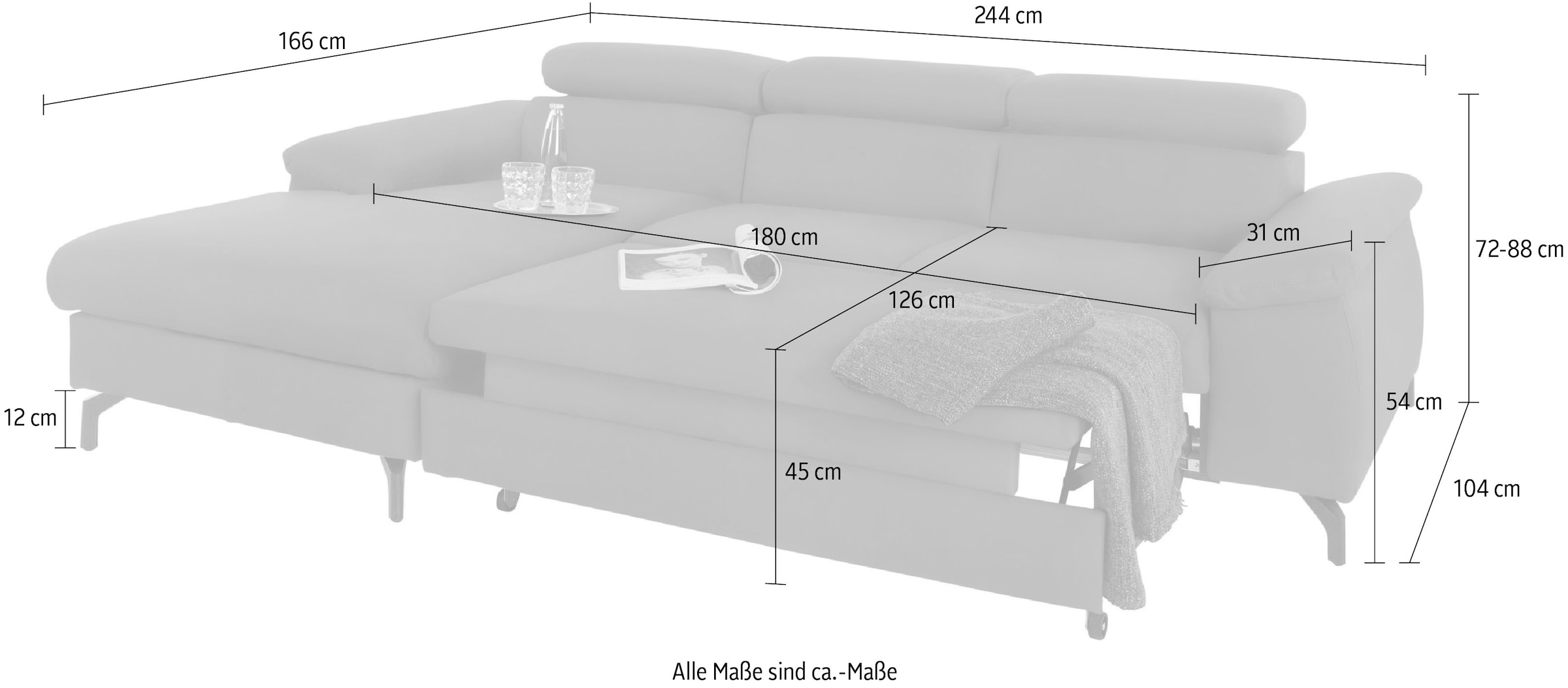 COTTA Ecksofa »Kitty L-Form«, inkl. Kopfteilverstellung, optional mit Bettfunktion u. Bettkasten